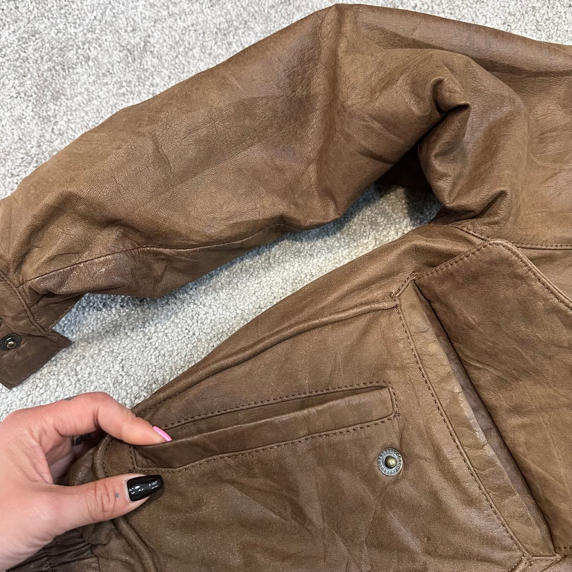 빈티지 브라운 양가죽 A-2 봄버 자켓L 상품이미지3