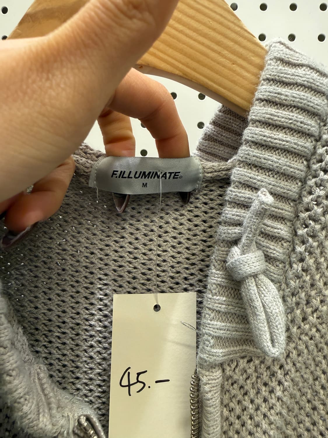 필루미네이트 니트 후드집업 그레이 U1431 상품이미지5