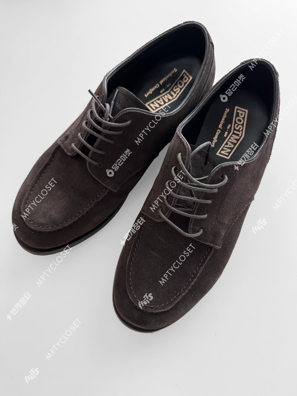 포스트맨 저널리스트 스웨이드 다크브라운 u팁 더비슈즈 상품이미지1