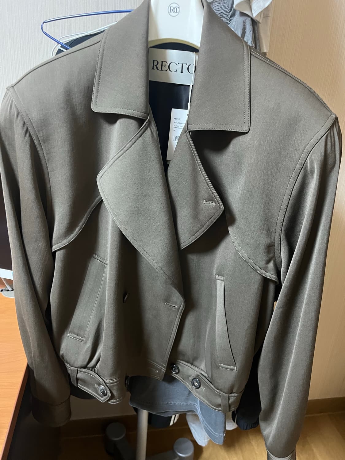 렉토 트렌치 디테일 울 점퍼 팝니다(M) 상품이미지5