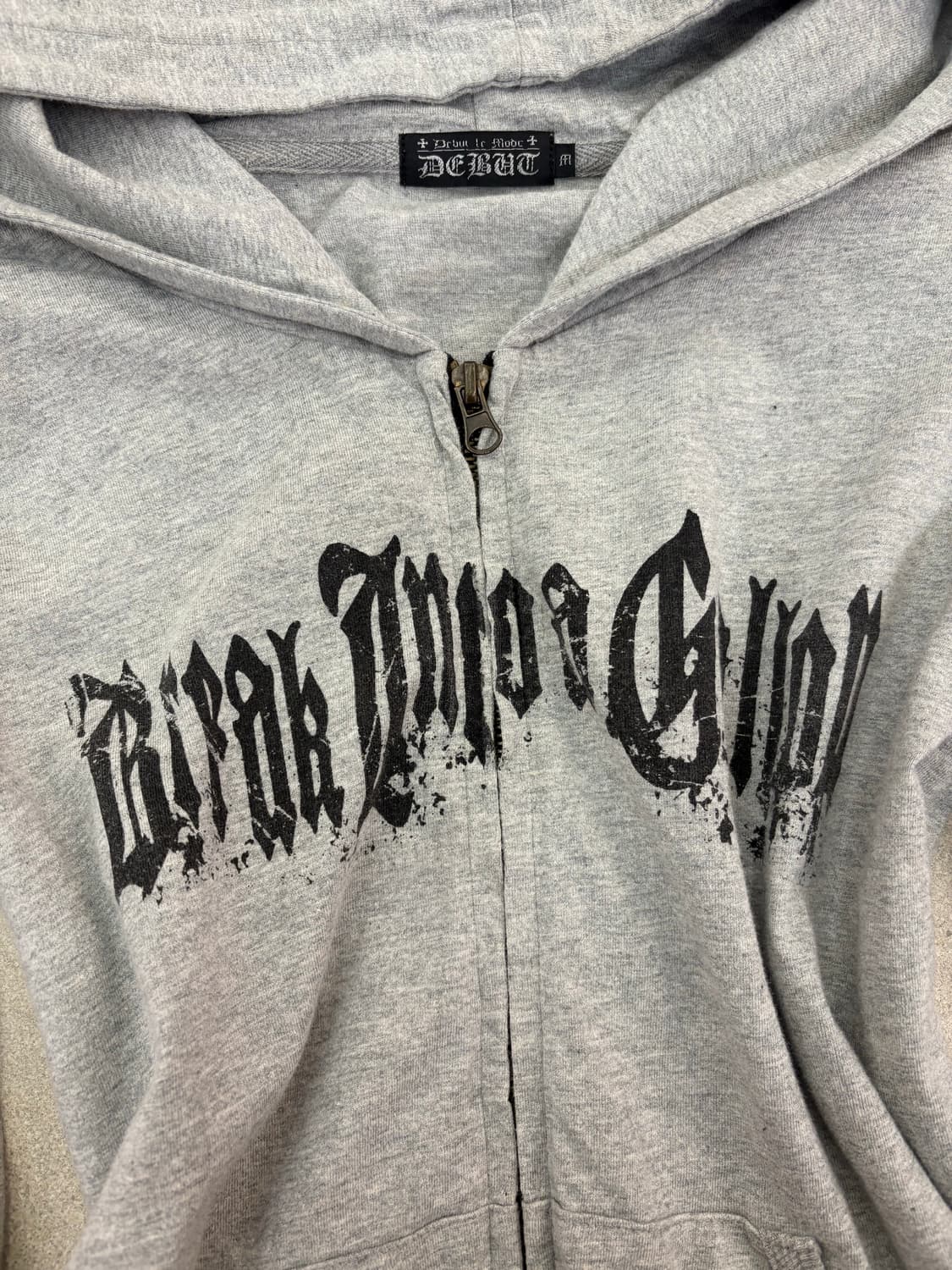 시스루 윙 그레이 후드집업 상품이미지3