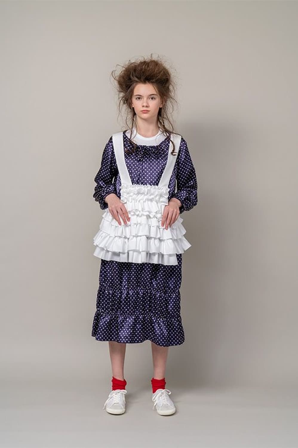 Dot Shirring Satin One Piece 상품이미지1