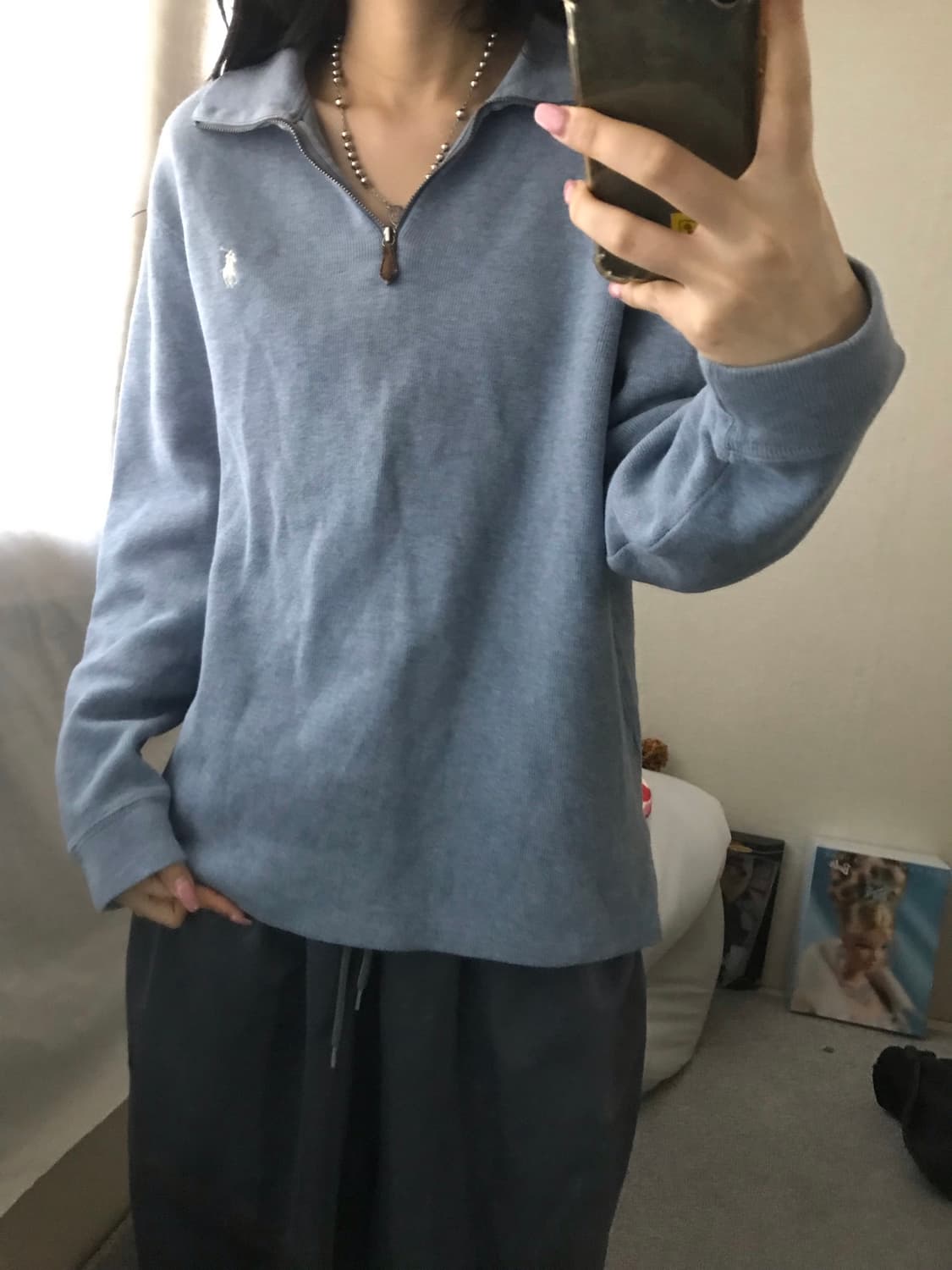 폴로 연하늘 반집업 상품이미지4