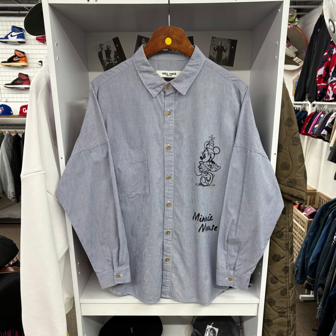 (L) 디즈니 미키마우스 스트라이프 셔츠  상품이미지1