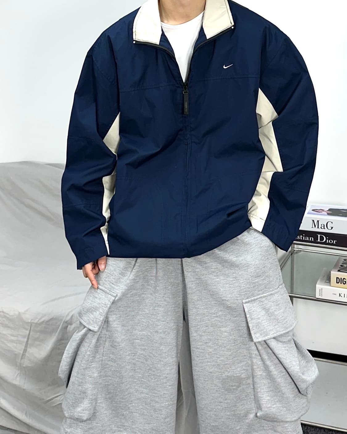 나이키 00s 네이비 배색 바람막이 L 상품이미지2