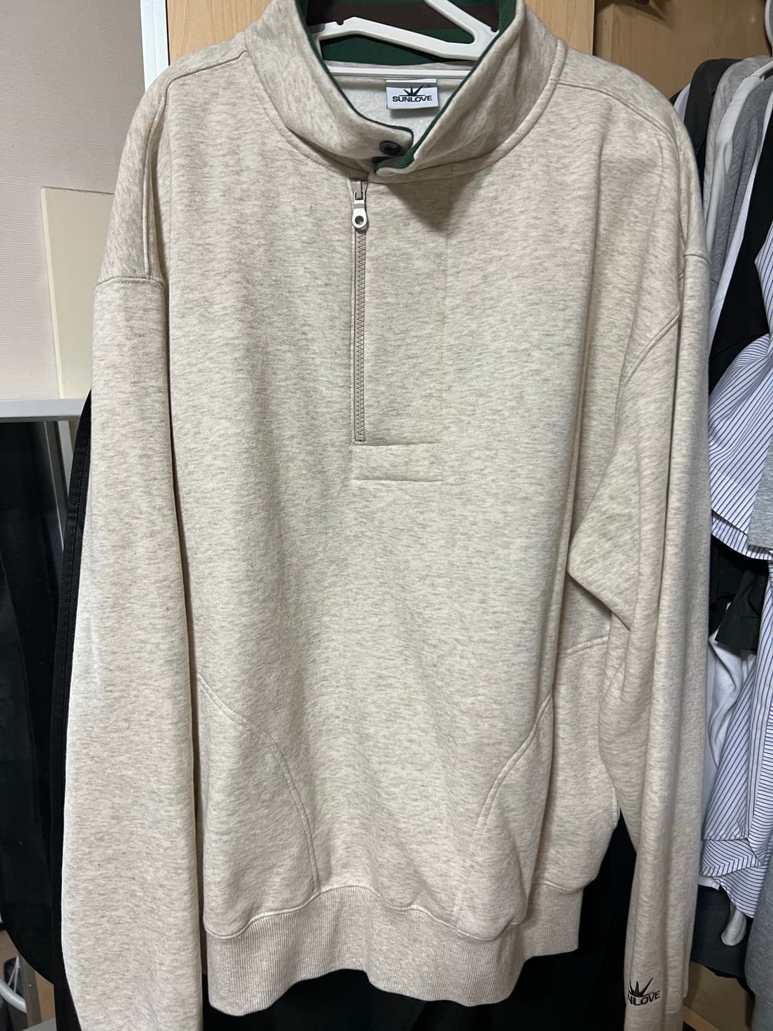 썬러브 하프집업 맨투맨 헤더 오트밀 XL 새상품 상품이미지2