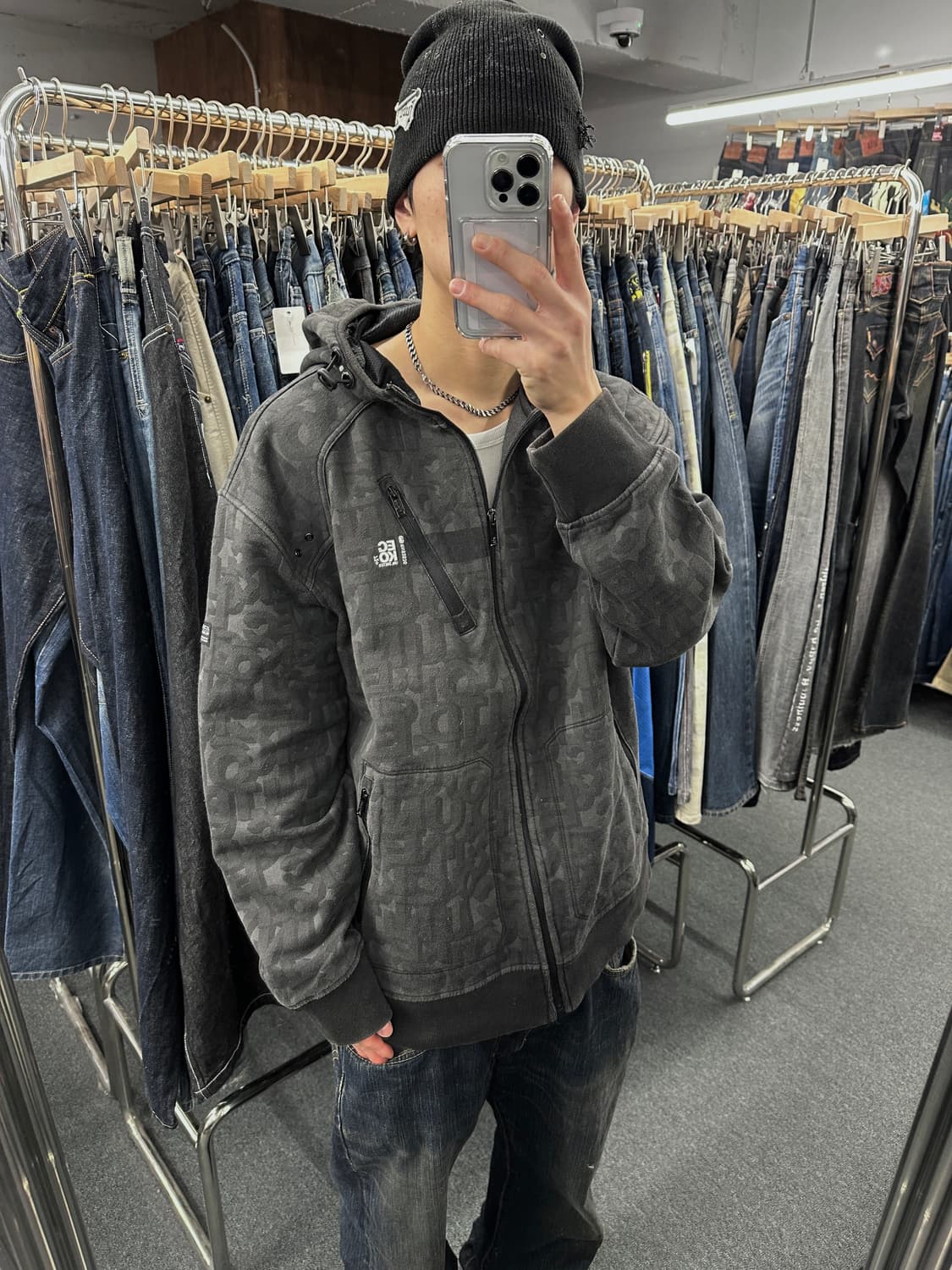 XL) 에코 언리미티드 그래픽 패턴 오버핏 후드집업 상품이미지1