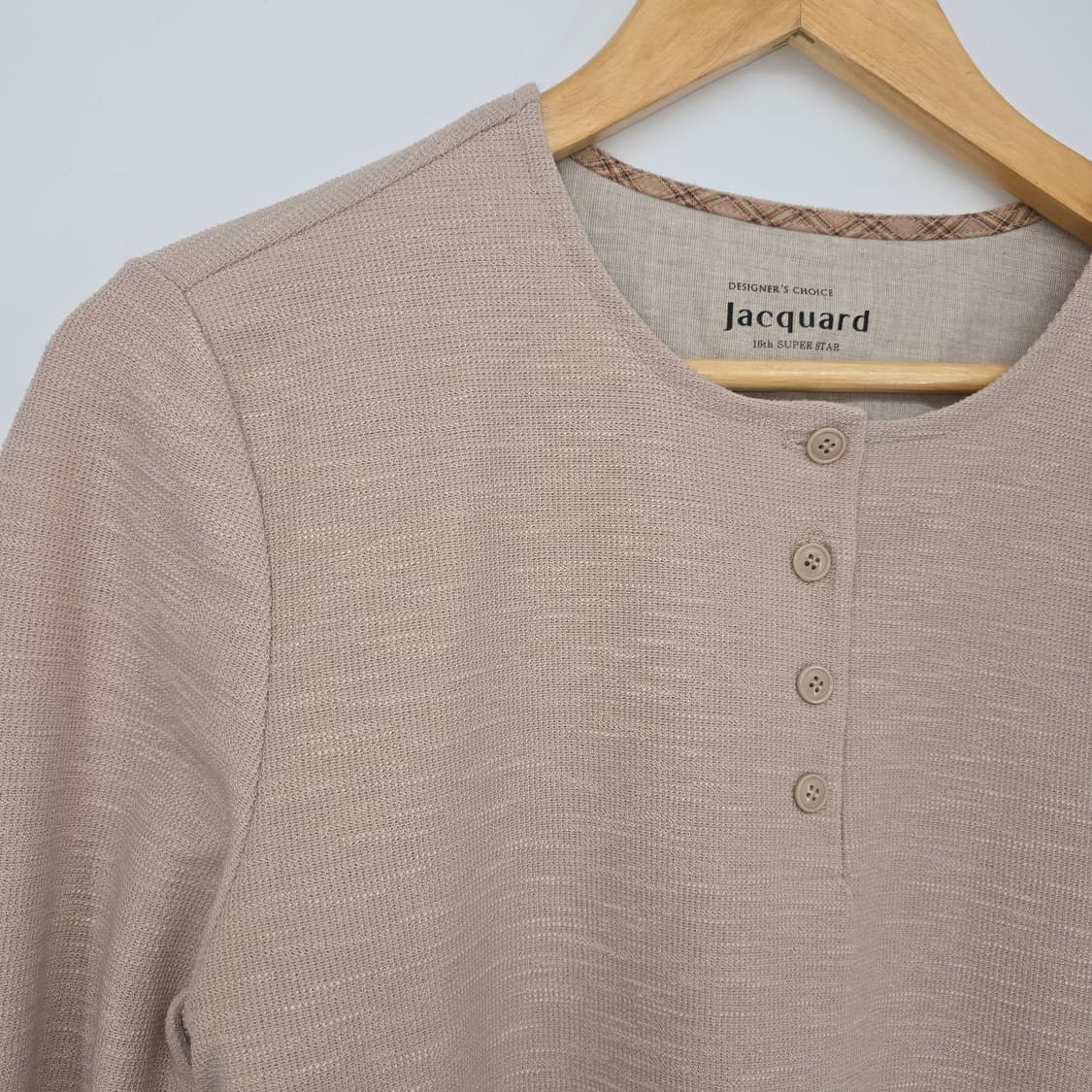 ZIO SONG ZIO 자카드 여성용 버튼 장식 긴팔 티셔츠 상품이미지9