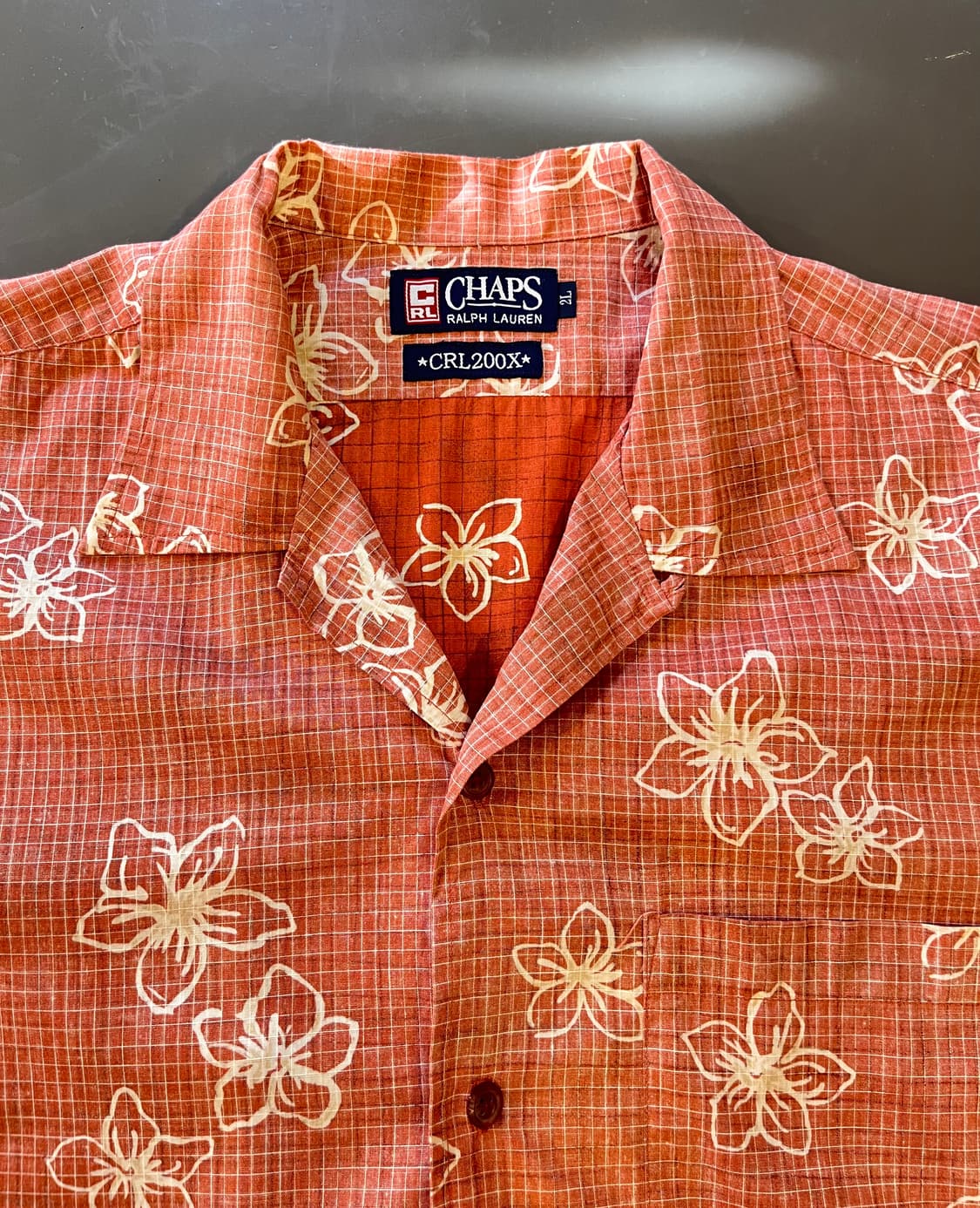 챕스 랄프로렌 립스탑 플로럴 오픈카라 반팔 셔츠 (일본제) 상품이미지4