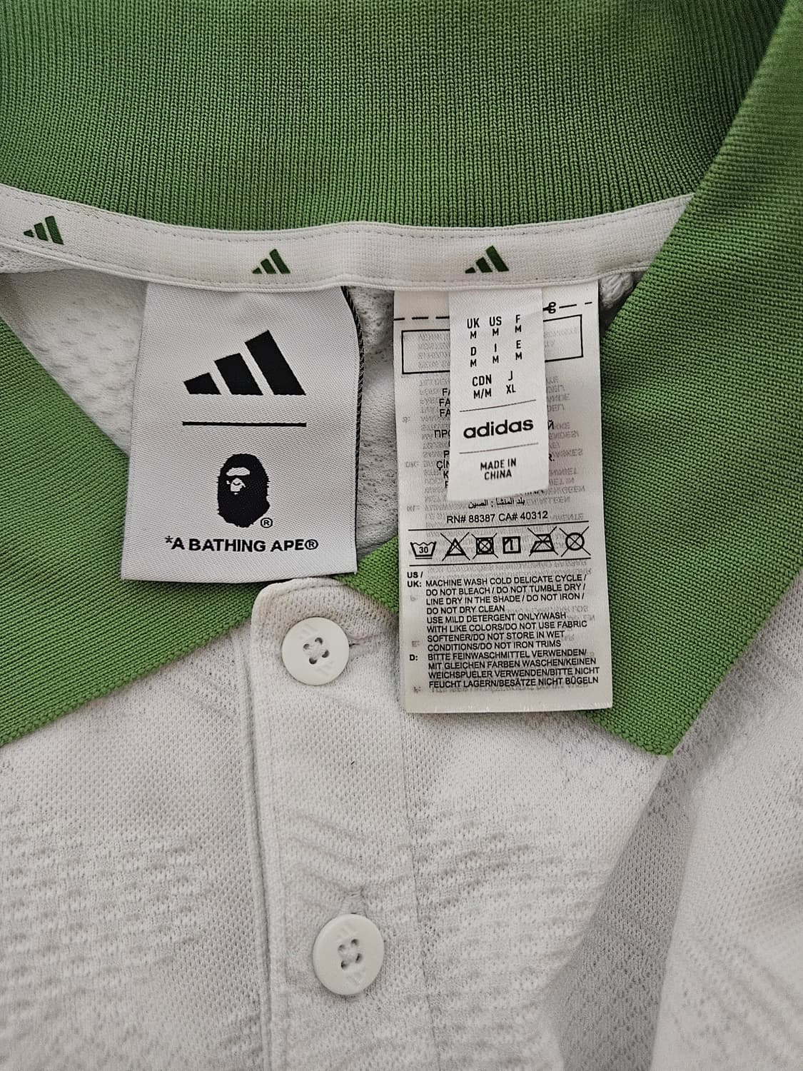 아디다스 x BAPE 숏슬리브 골프 폴로 셔츠 화이트 상품이미지4