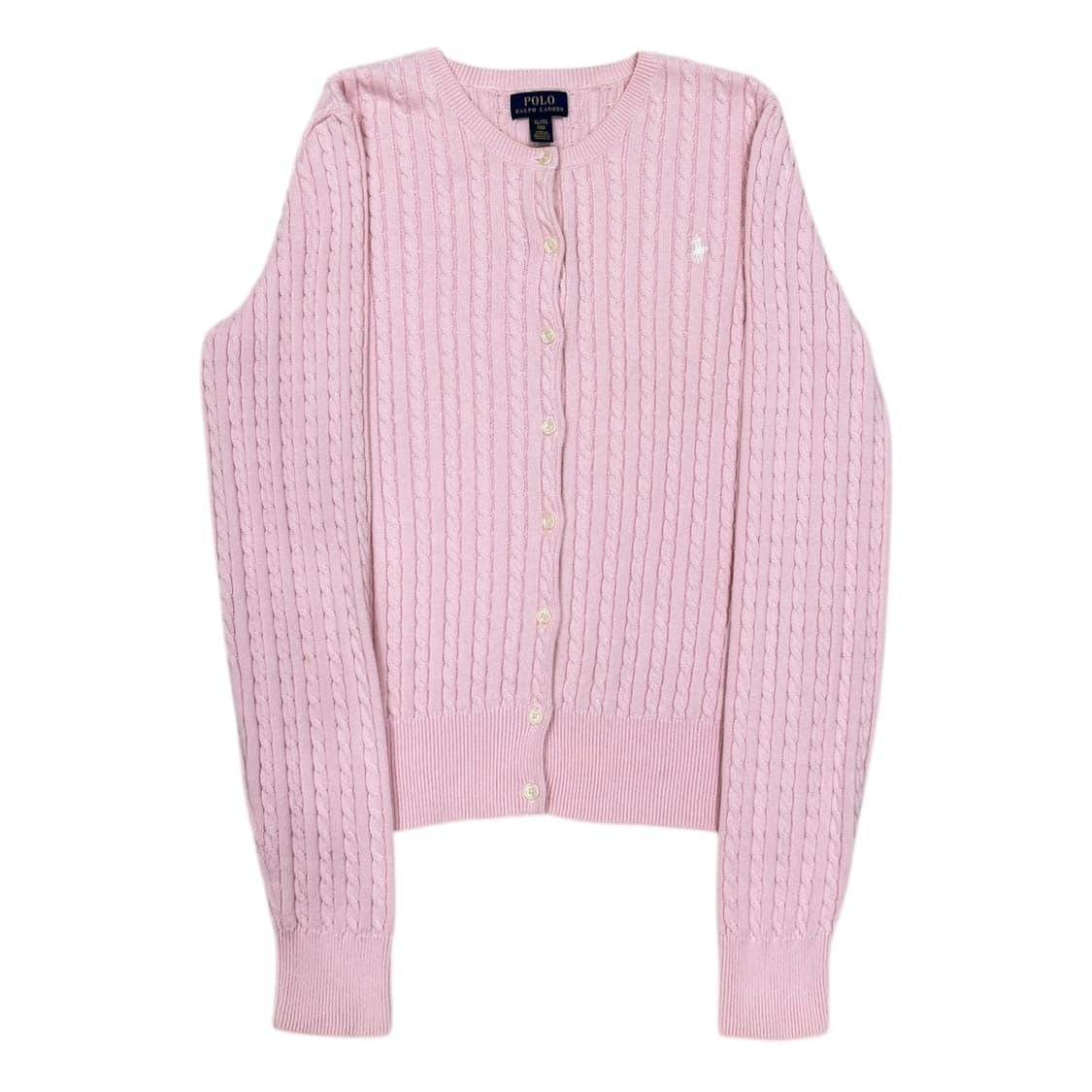 폴로랄프로렌 걸즈 딸기우유 핑크 꽈배기 니트 가디건 XL 상품이미지1