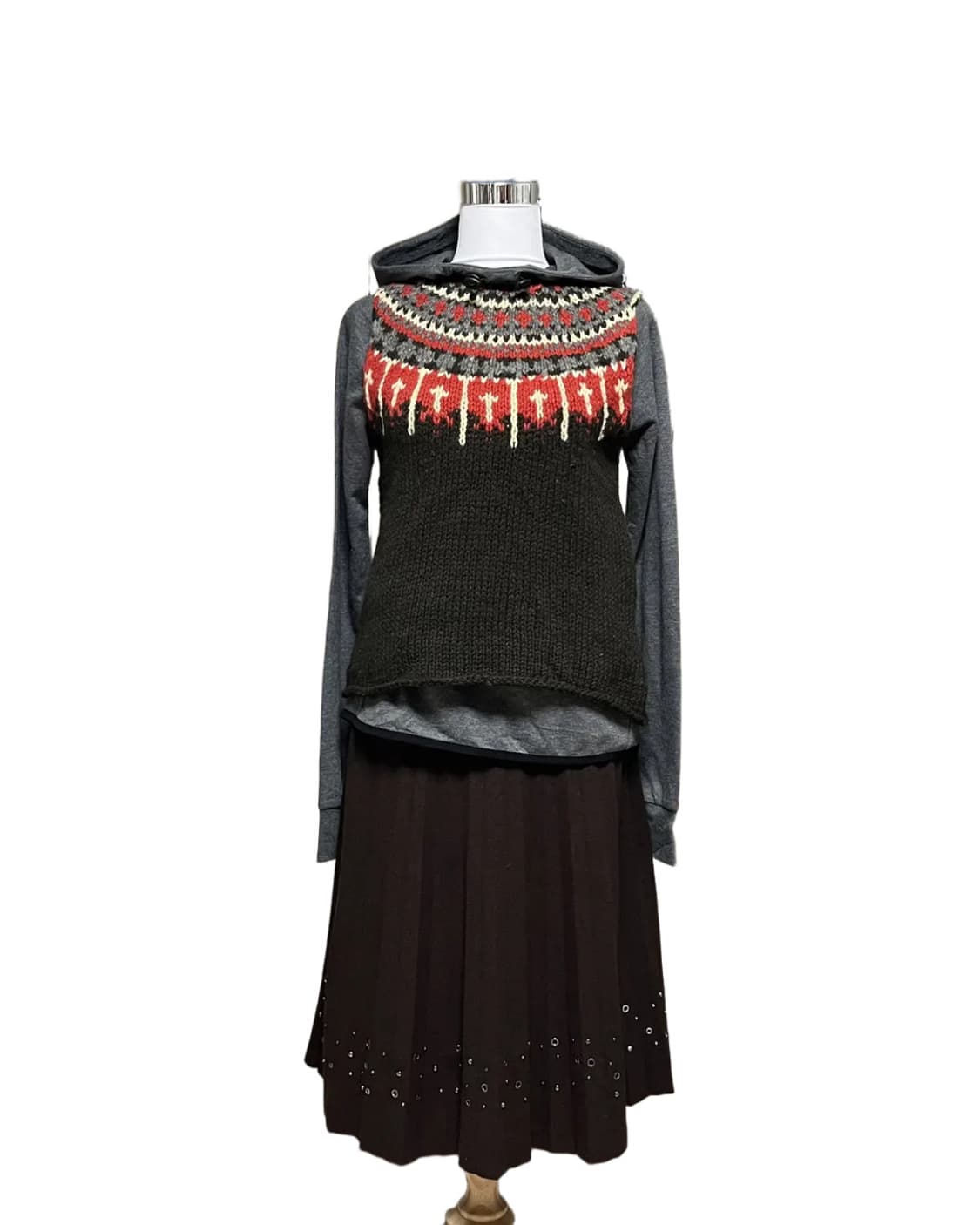 Brown eyelet skirt 상품이미지5