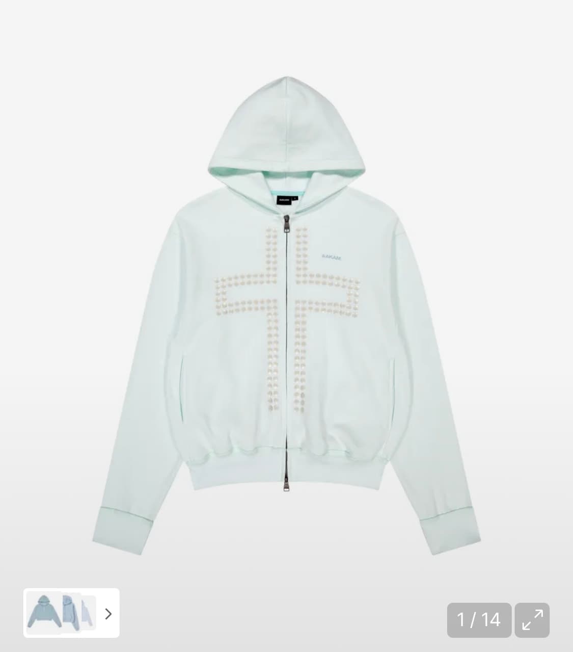 아캄 크로스 라인스톤 후드집업 아이스 블루 2 상품이미지1