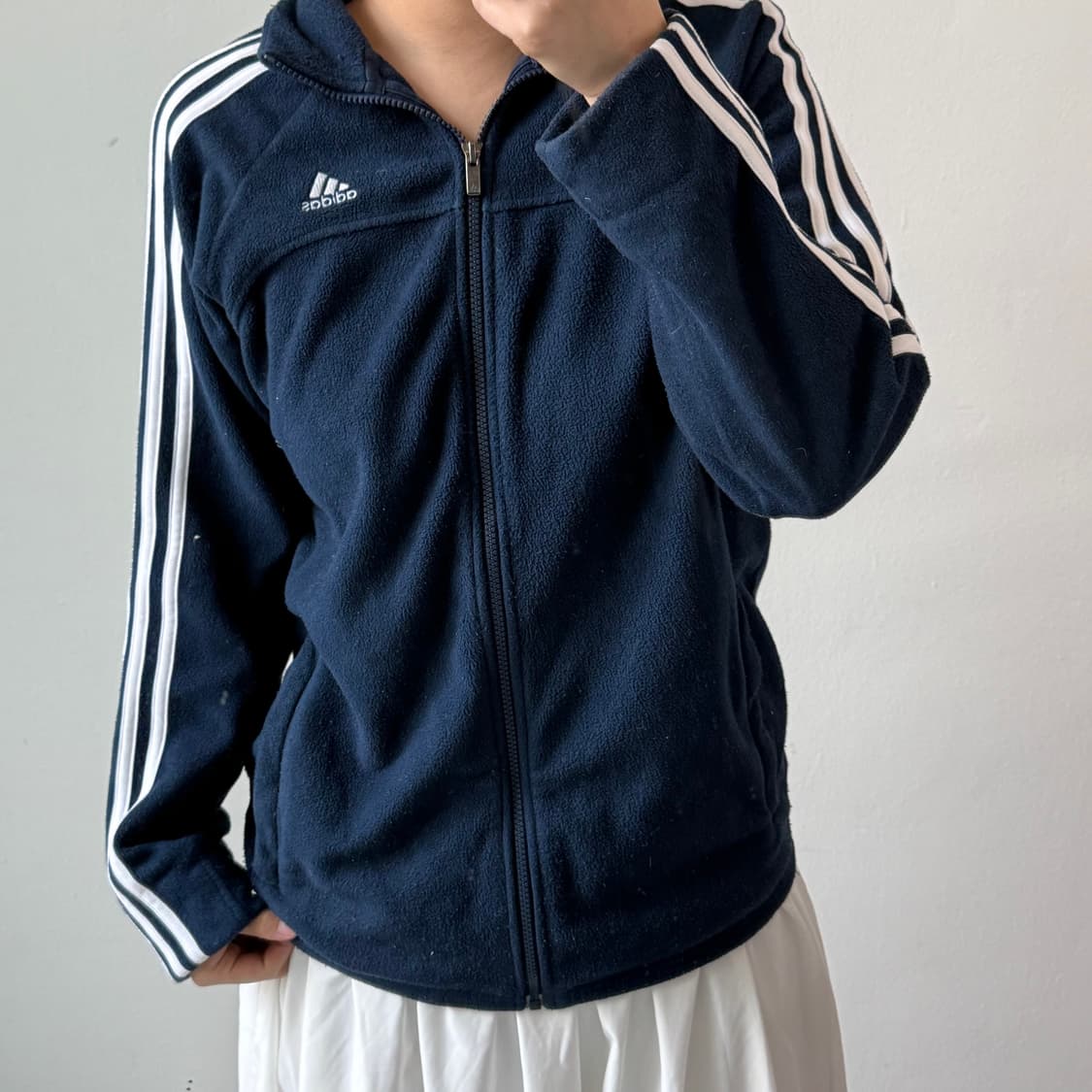 [L] 아디다스 네이비 에센셜 플리스 집업 상품이미지1