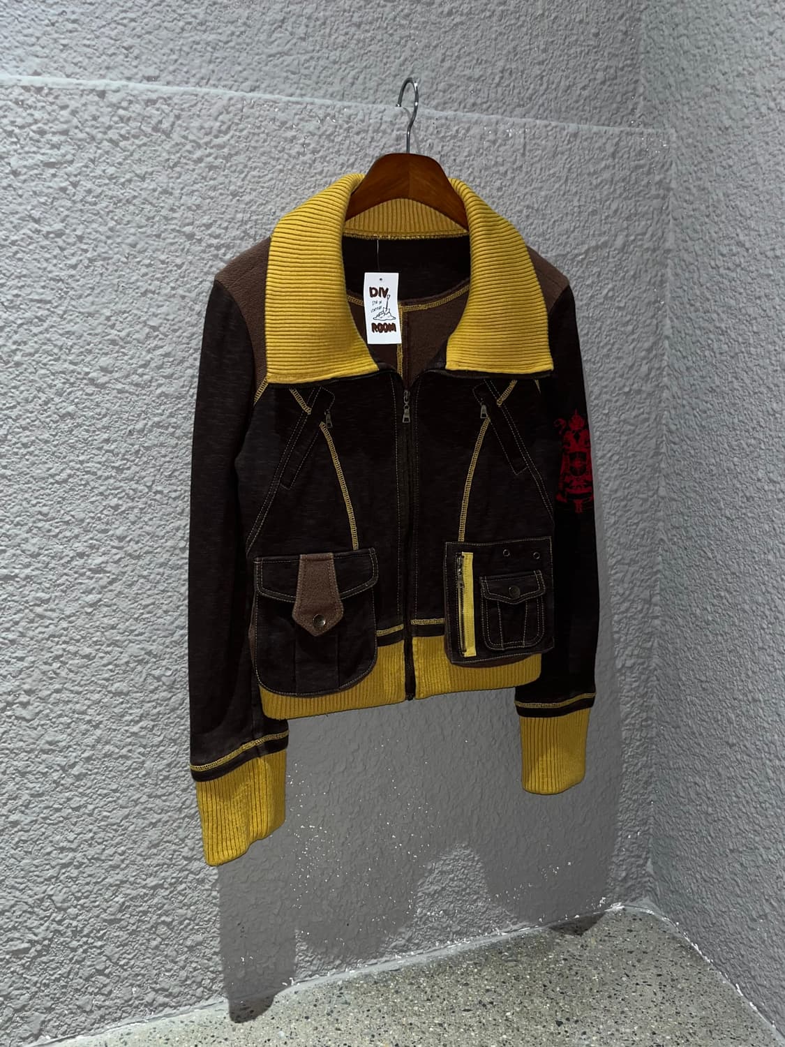 빈티지 하이넥 배색 자켓 상품이미지4