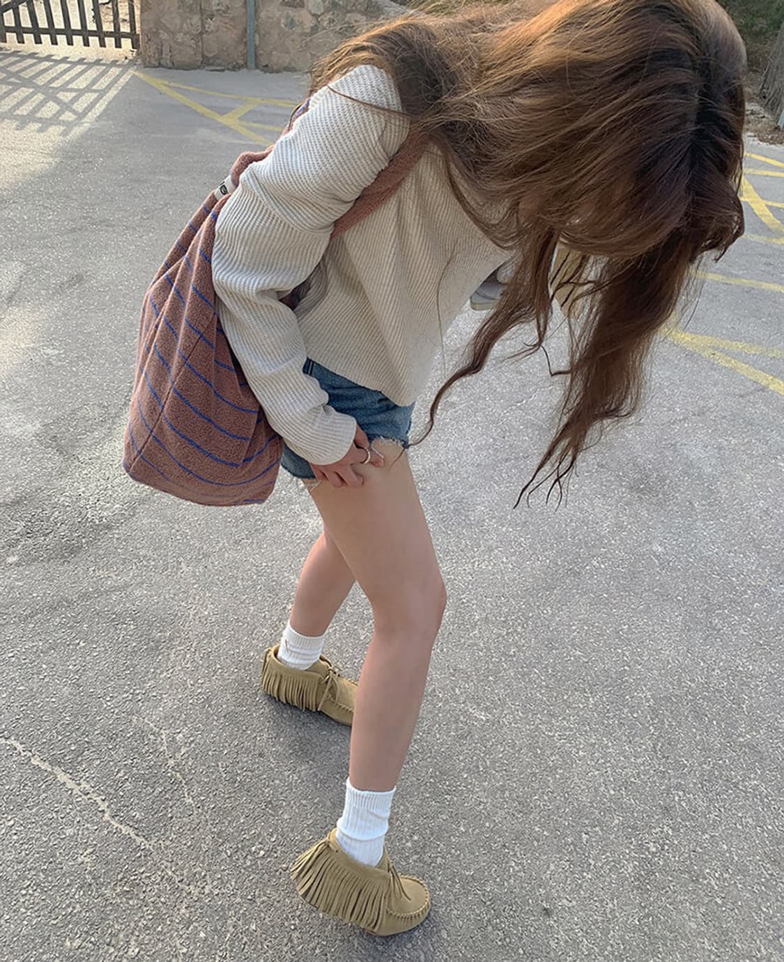 메이비베이비 디어리스트 퍼지 와플 버튼티셔츠 롱슬리브 긴팔 티셔츠 상품이미지3