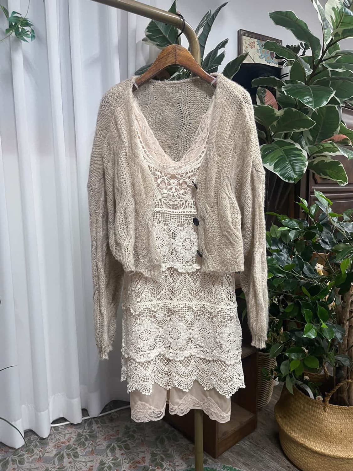 케미컬시스터즈 핑크베이지 원피스 세트 빈티지 상품이미지2