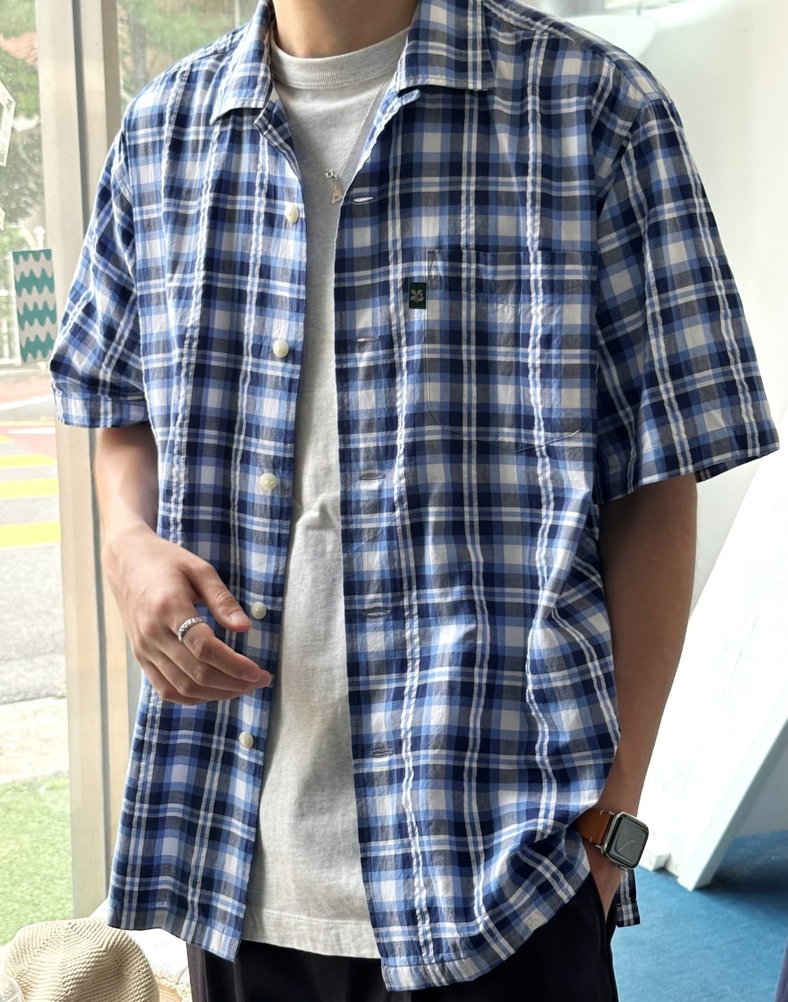Natural sucker fabric check shirt 상품이미지9