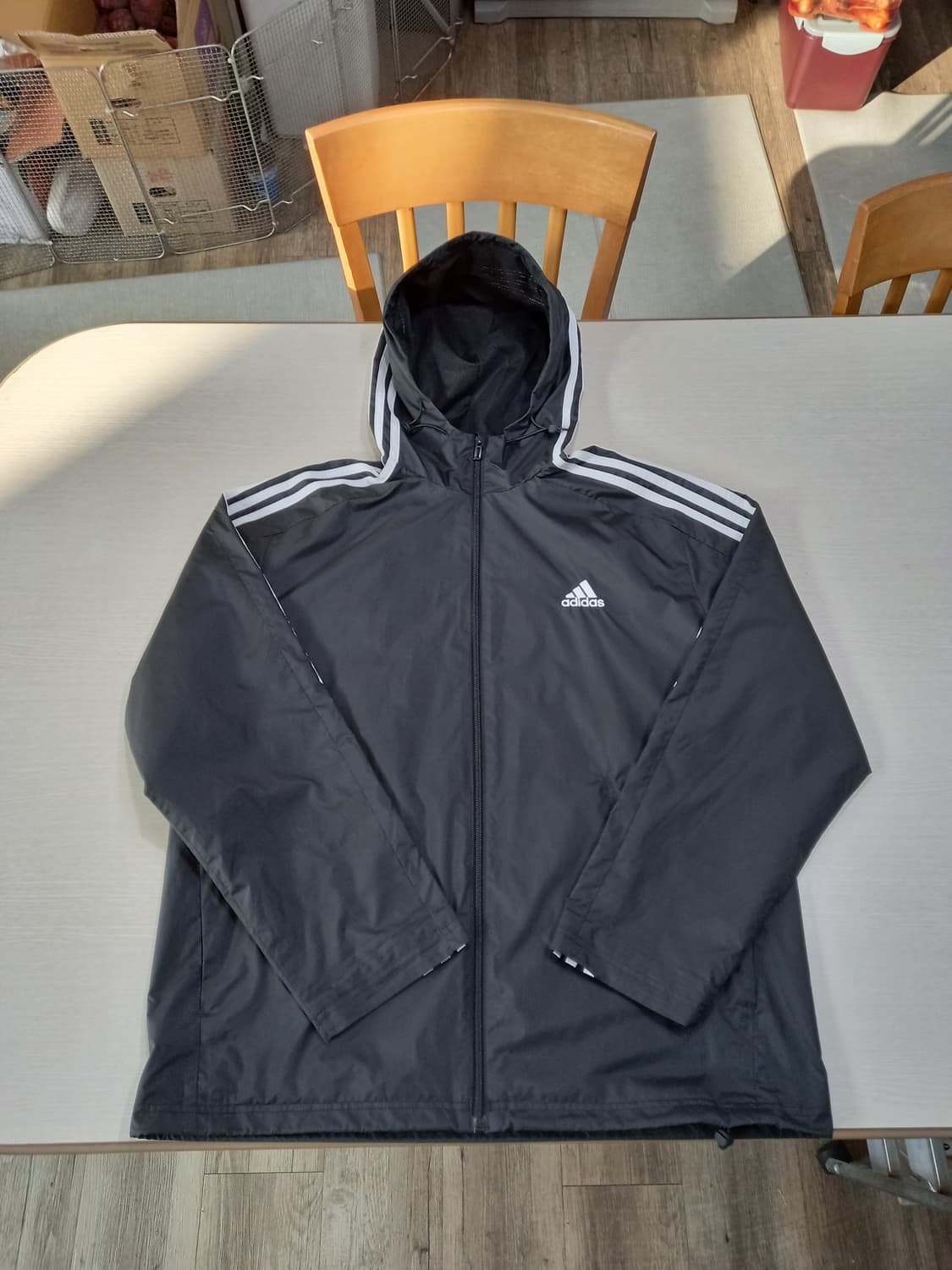 XL105 adidas 봄여름용 바람막이 후드집업 블랙 XL-452 상품이미지3