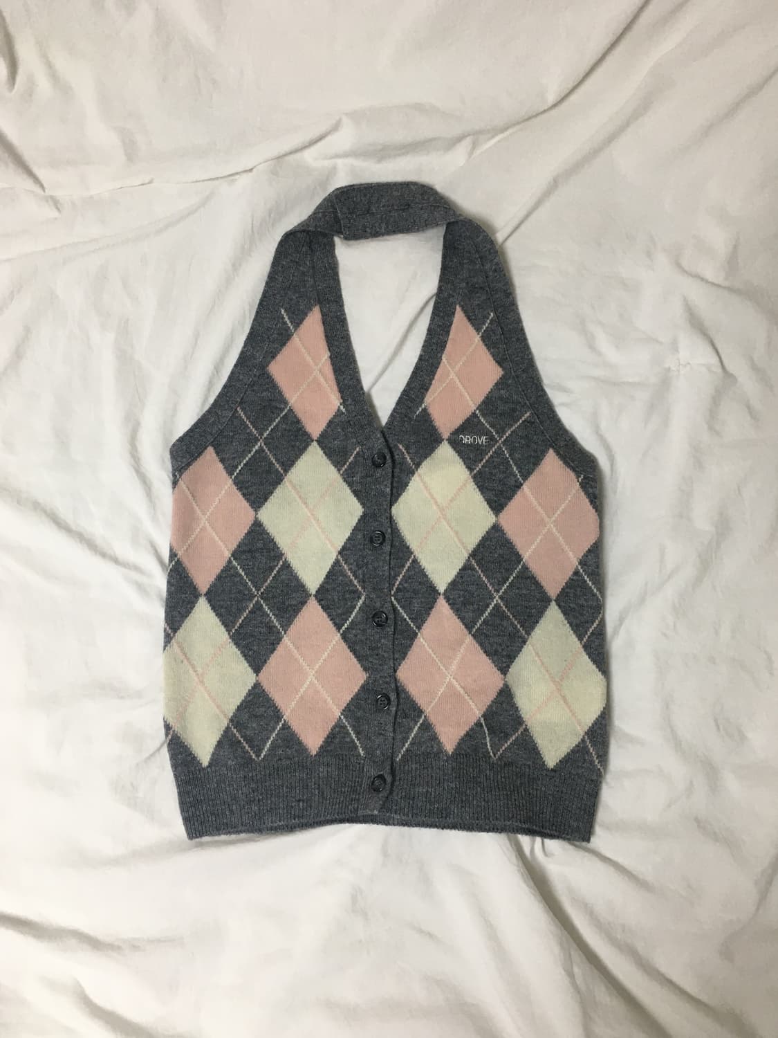 Grove MOMO ARGYLE HALTER KNIT (PINK) 상품이미지2