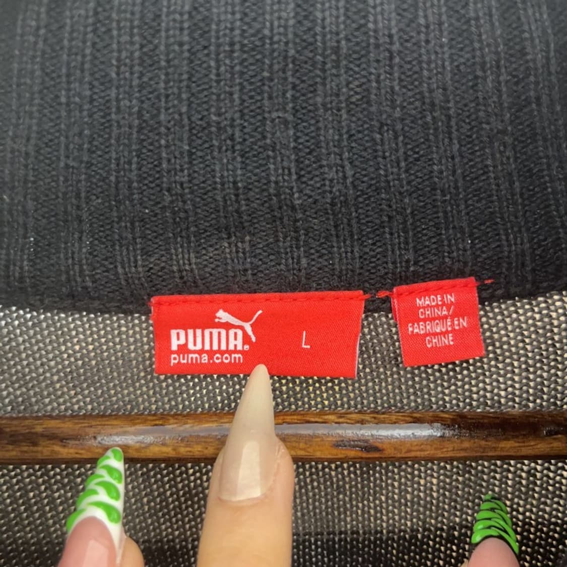 푸마 올드스쿨 레트로 배색 후드 집업 니트 가디건 L C09245 상품이미지5