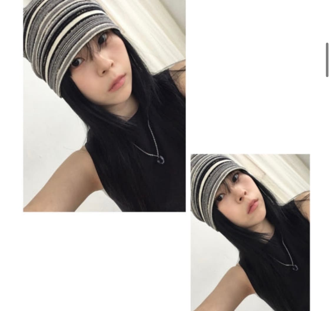 빈티지 스트라이프 비니 베이지/블루 상품이미지6