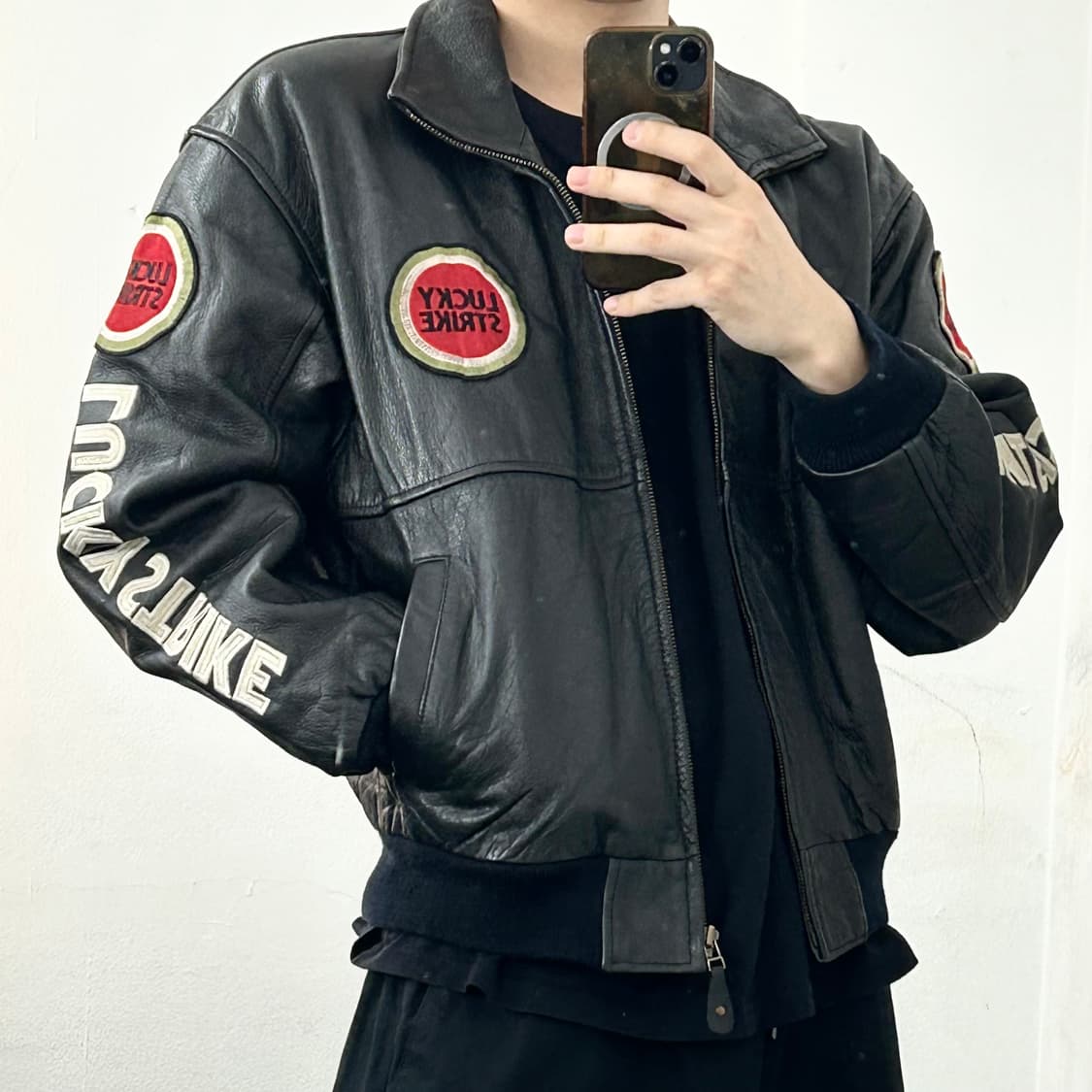 Lucky Strike 소가죽 봄버 자켓 상품이미지4