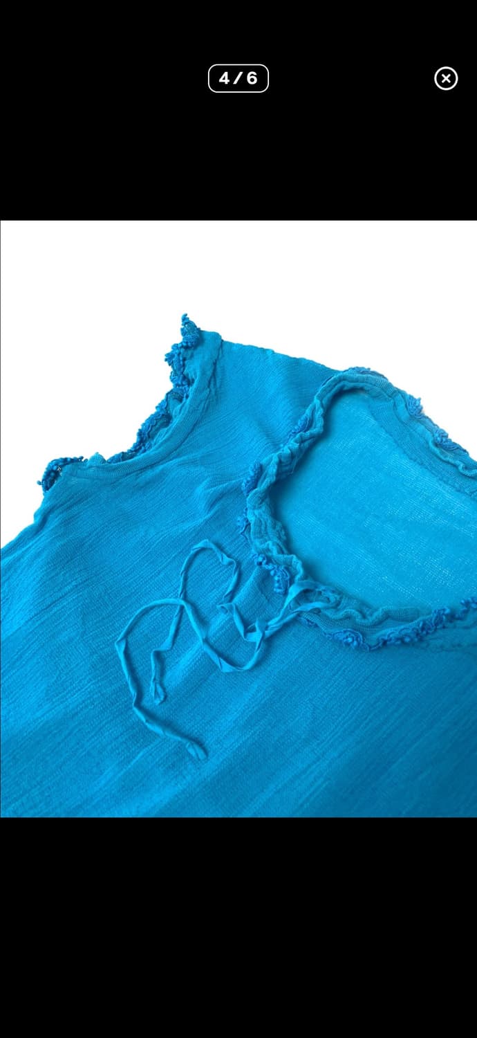 이세이미야케 슬리브리스 블라우스 프릴 디테일 틸 블루 상품이미지5