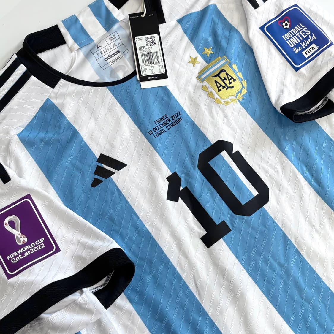 아디다스 22 24 아르헨티나 홈 어센틱 메시 카타르 월드컵 우승 유니폼 상품이미지3