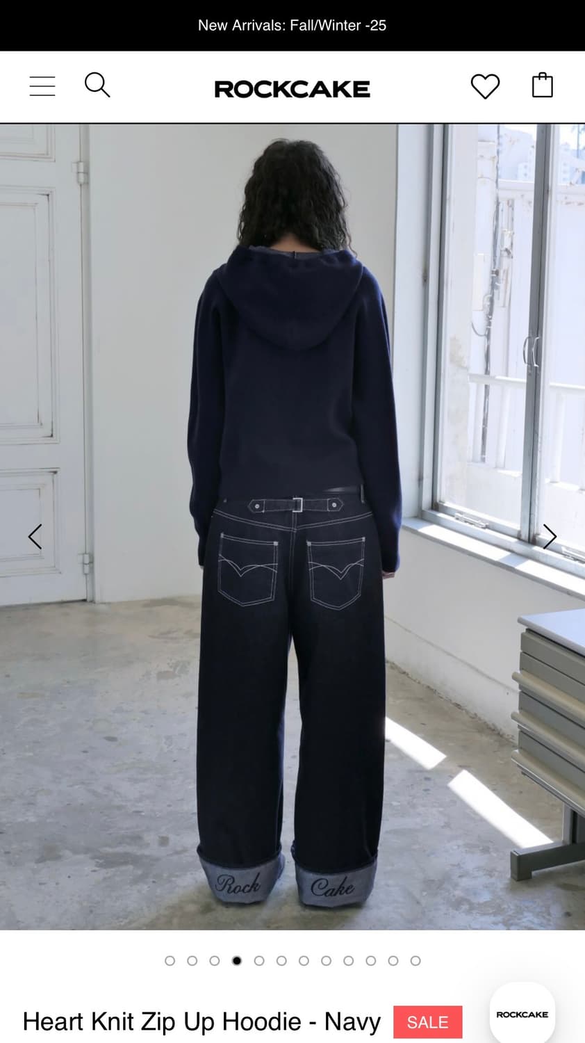 락케이크 하트 니트 집업 네이비 상품이미지3