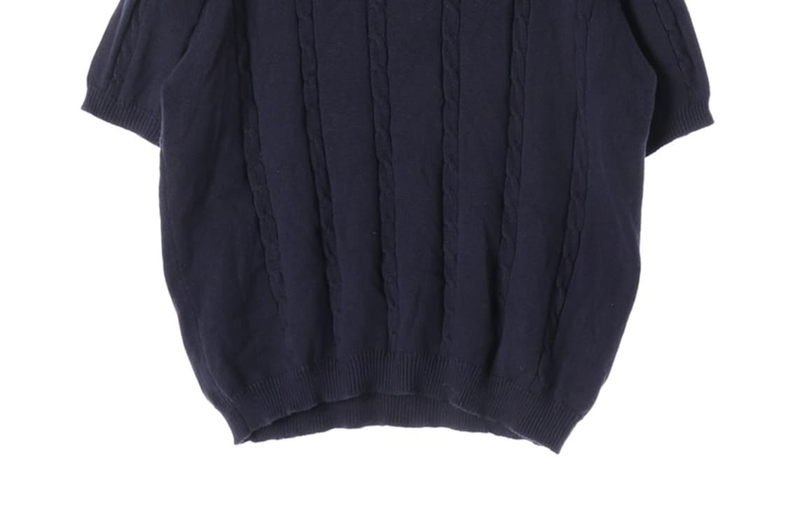 엑스톤즈 케이블 조직 카라 반팔 니트 네이비 M 상품이미지4