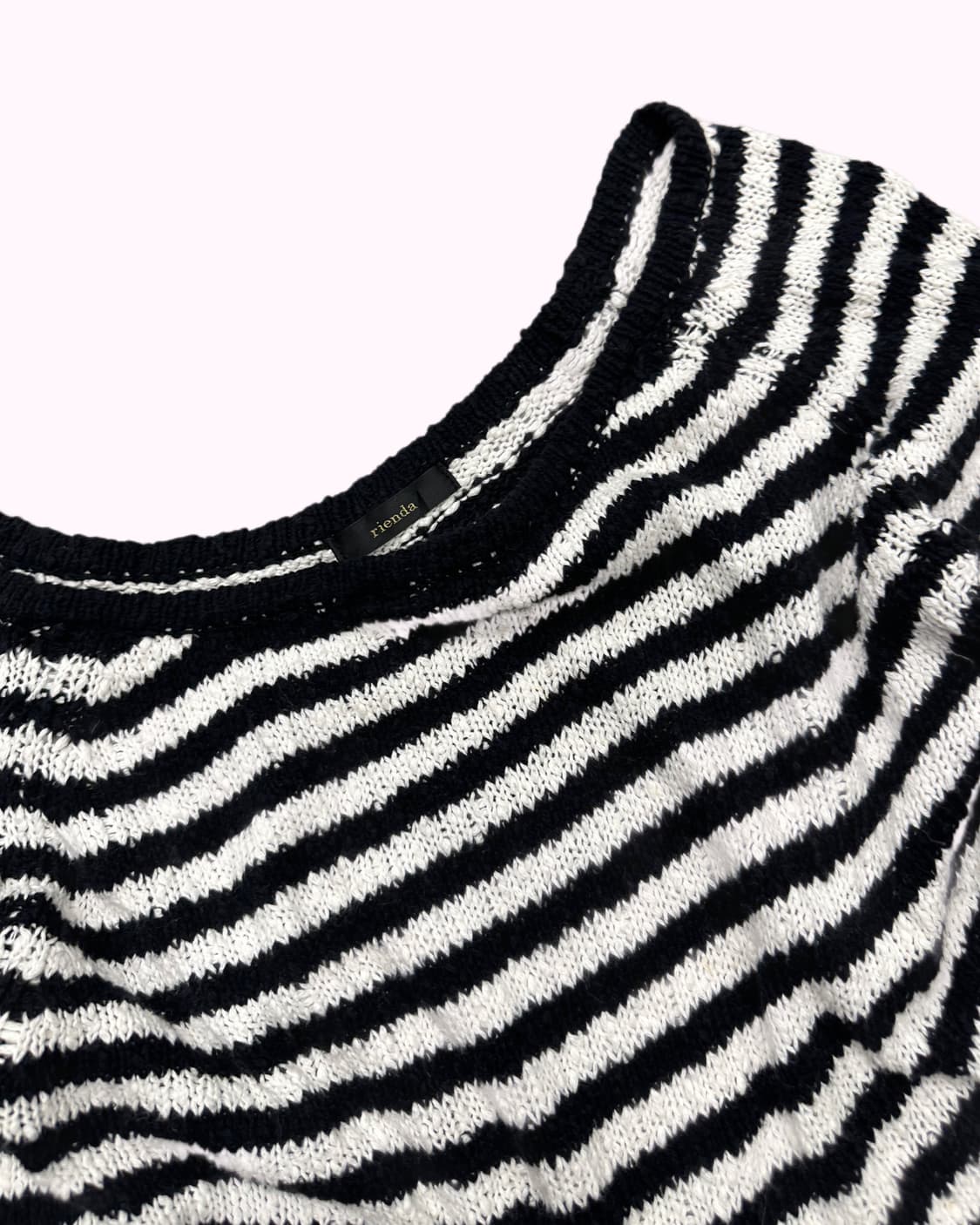RIENDA stripe off-shoulder knit t-shirt 상품이미지3