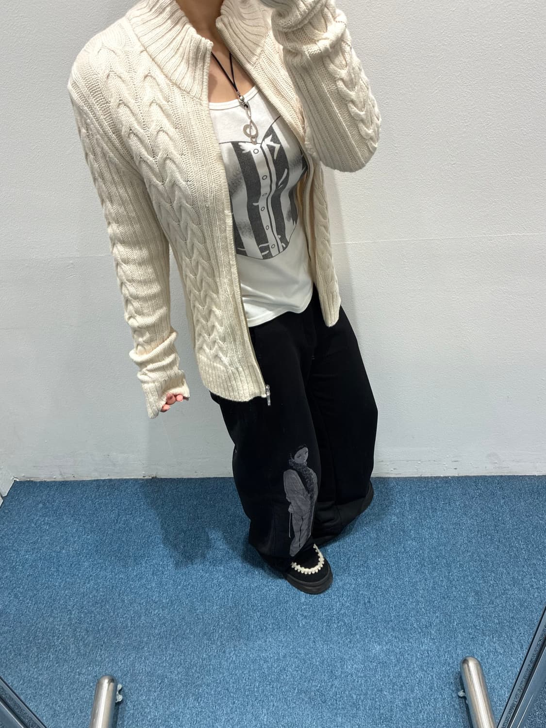 아이보리 니트집업 상품이미지3