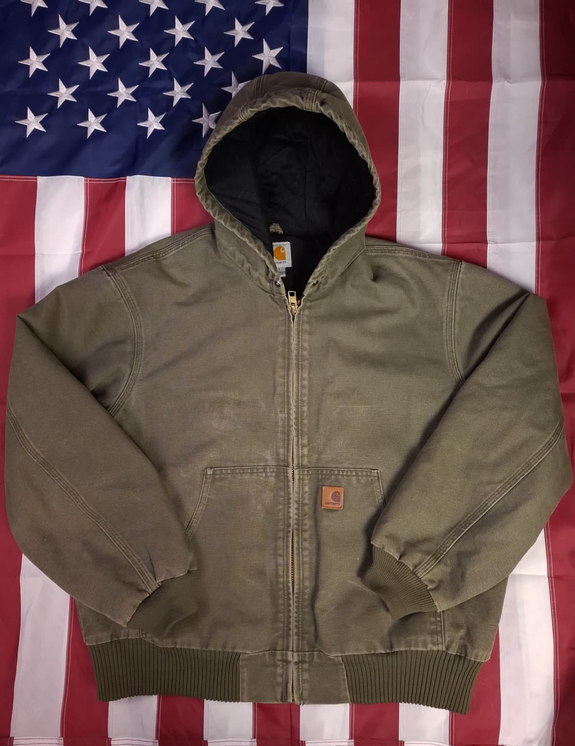 오리지날 구형 칼하트 J-130 모스그린 덕액티브 후드자켓 상품이미지1