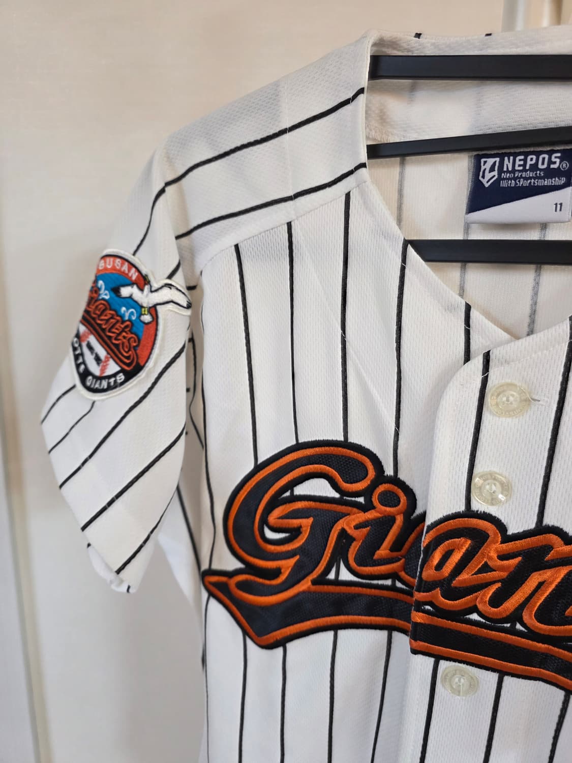 롯데 자이언츠  홈 스트라이프 야구 유니폼 아동11호,여성85노마킹 상품이미지1