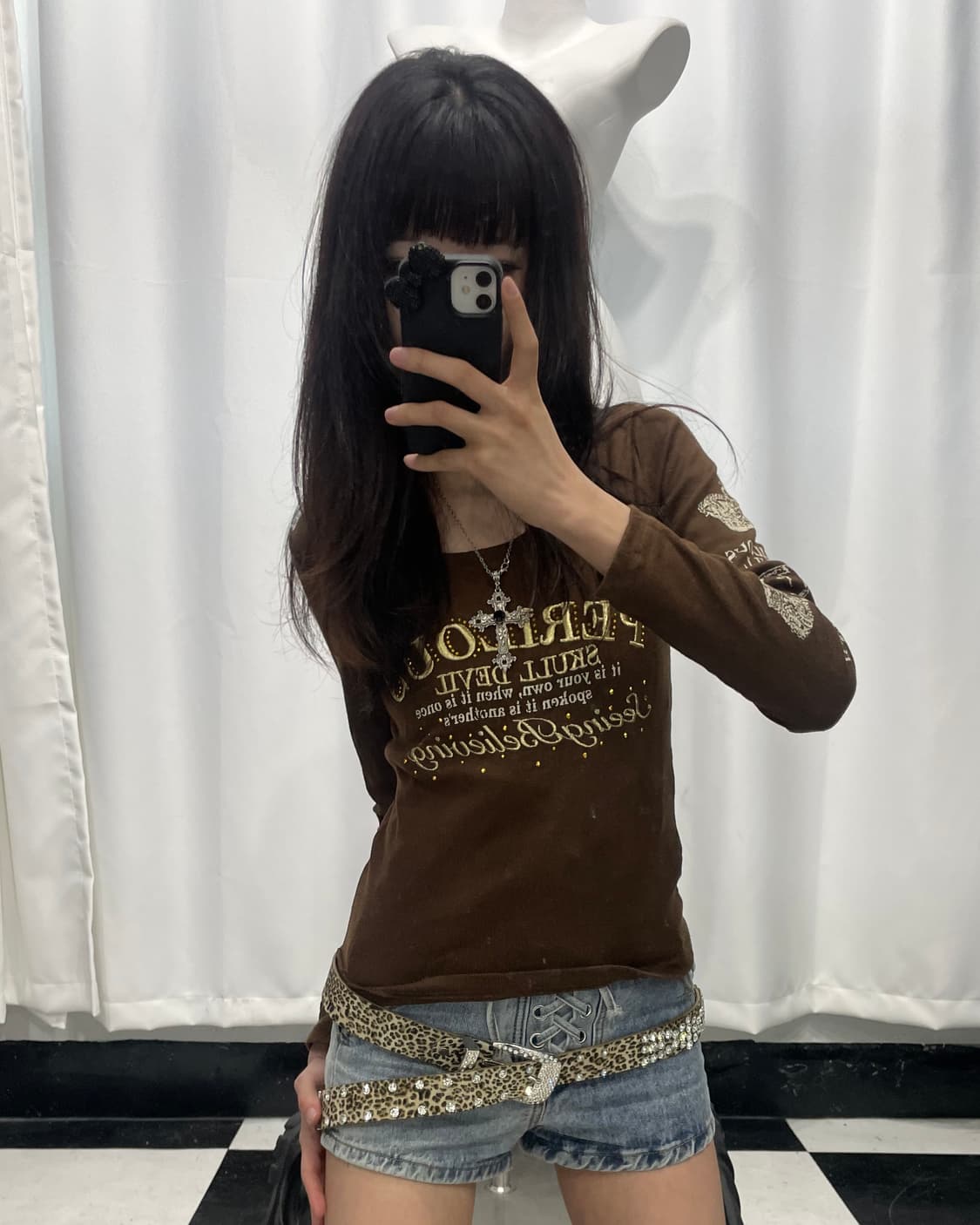 🎸브라운 스컬 자수 롱슬리브🎸 상품이미지3