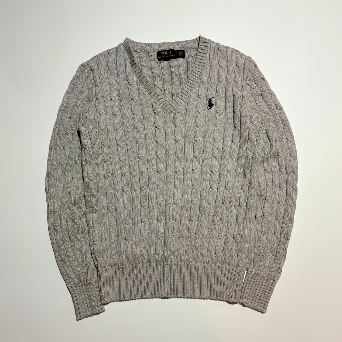 폴로 랄프로렌 케이블 니트 브이넥 스웨터 상품이미지1