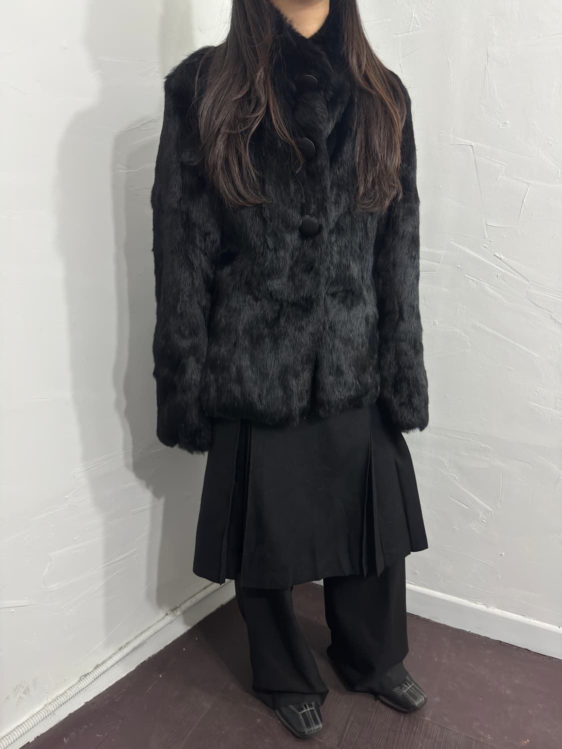 black rabbit fur button jacket 상품이미지8