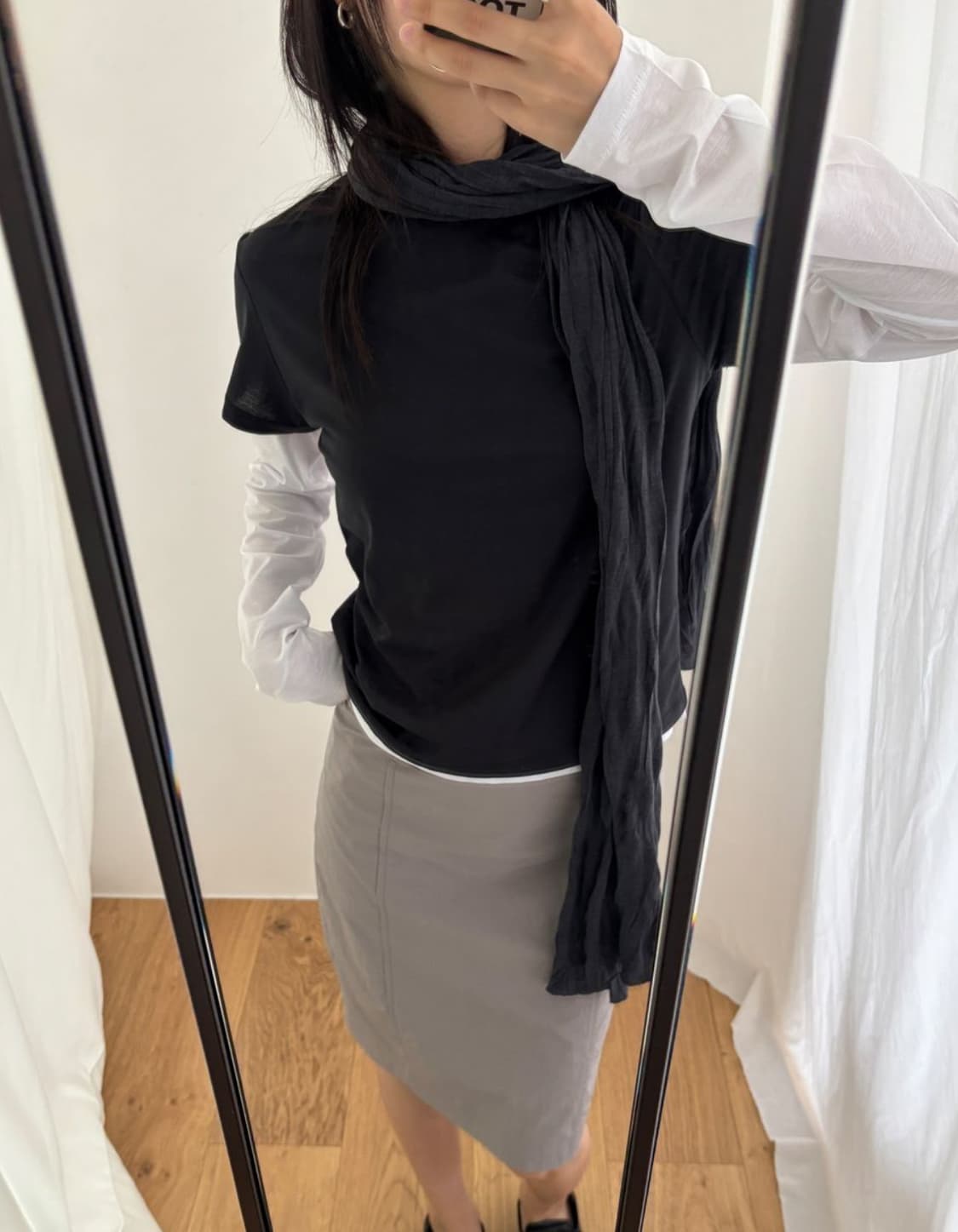 BREEZE ARCHIVE 브리즈 Rutz Scarf charcoal  상품이미지1