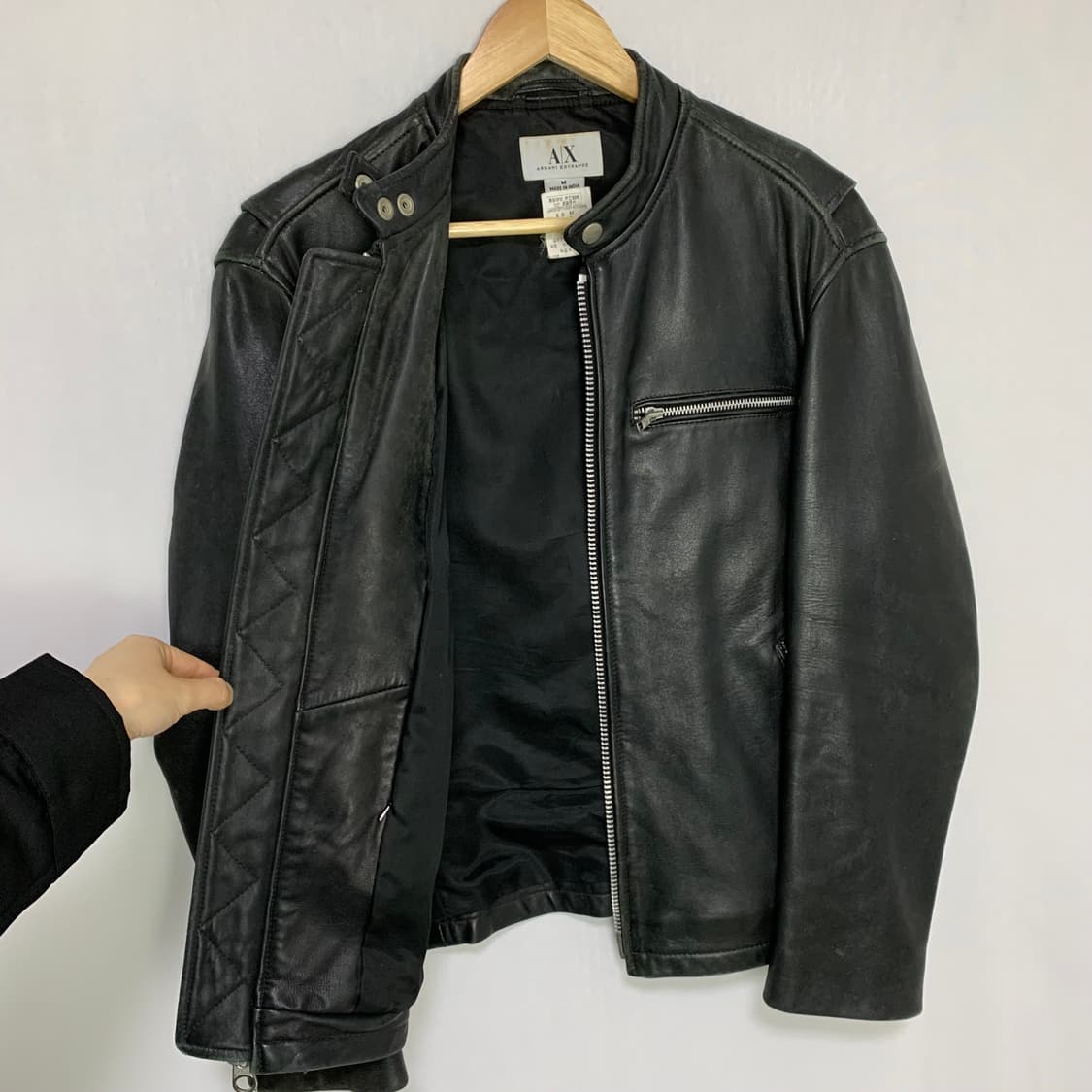 아르마니 익스체인지 빈티지 블랙 리얼 레더 소가죽 자켓 M 상품이미지3