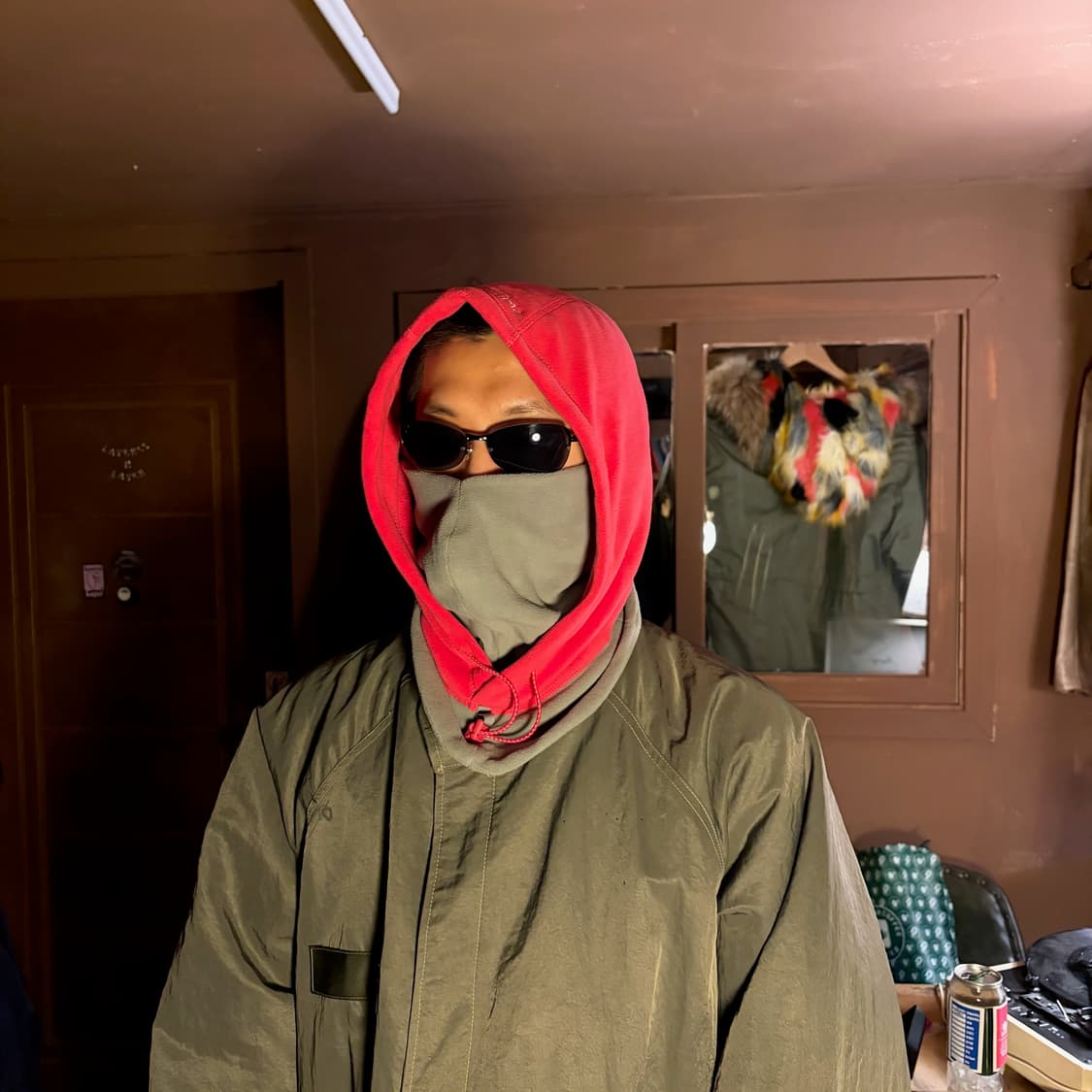 COLUMBIA HOOD NECK WARMER PINK GRAY 상품이미지1