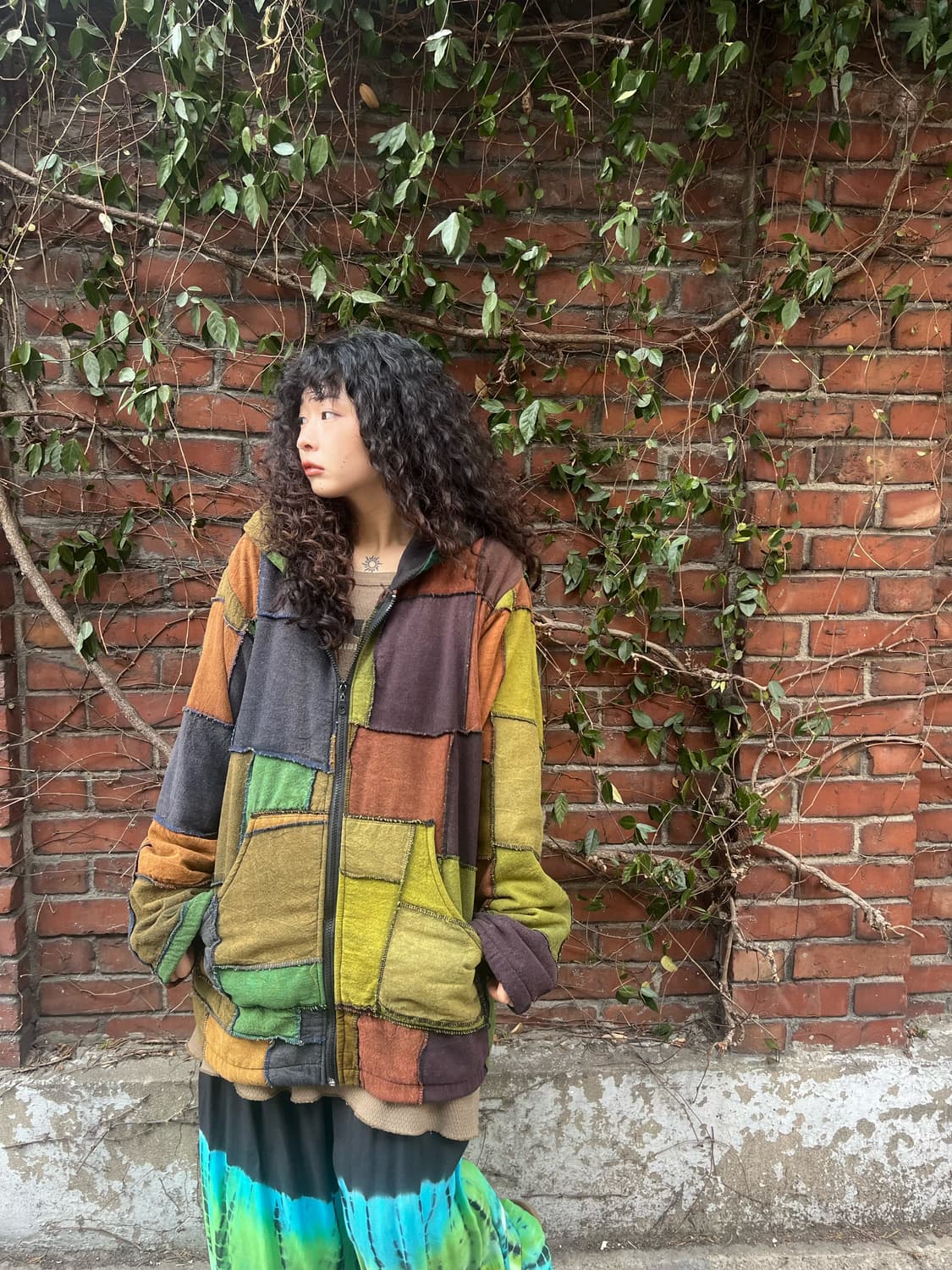 히피 패치워크 후드 집업 아우터 상품이미지2