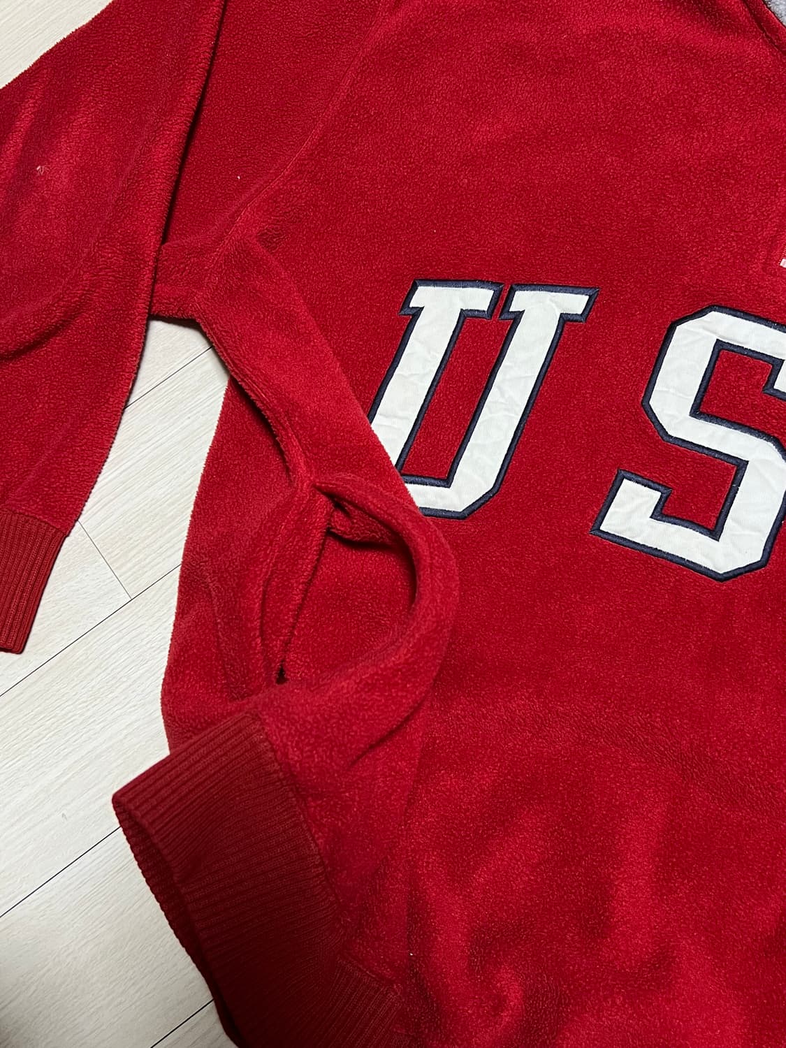 90s폴로 스포츠 USA 후리스 하프집업 레드 L사이즈 상품이미지4