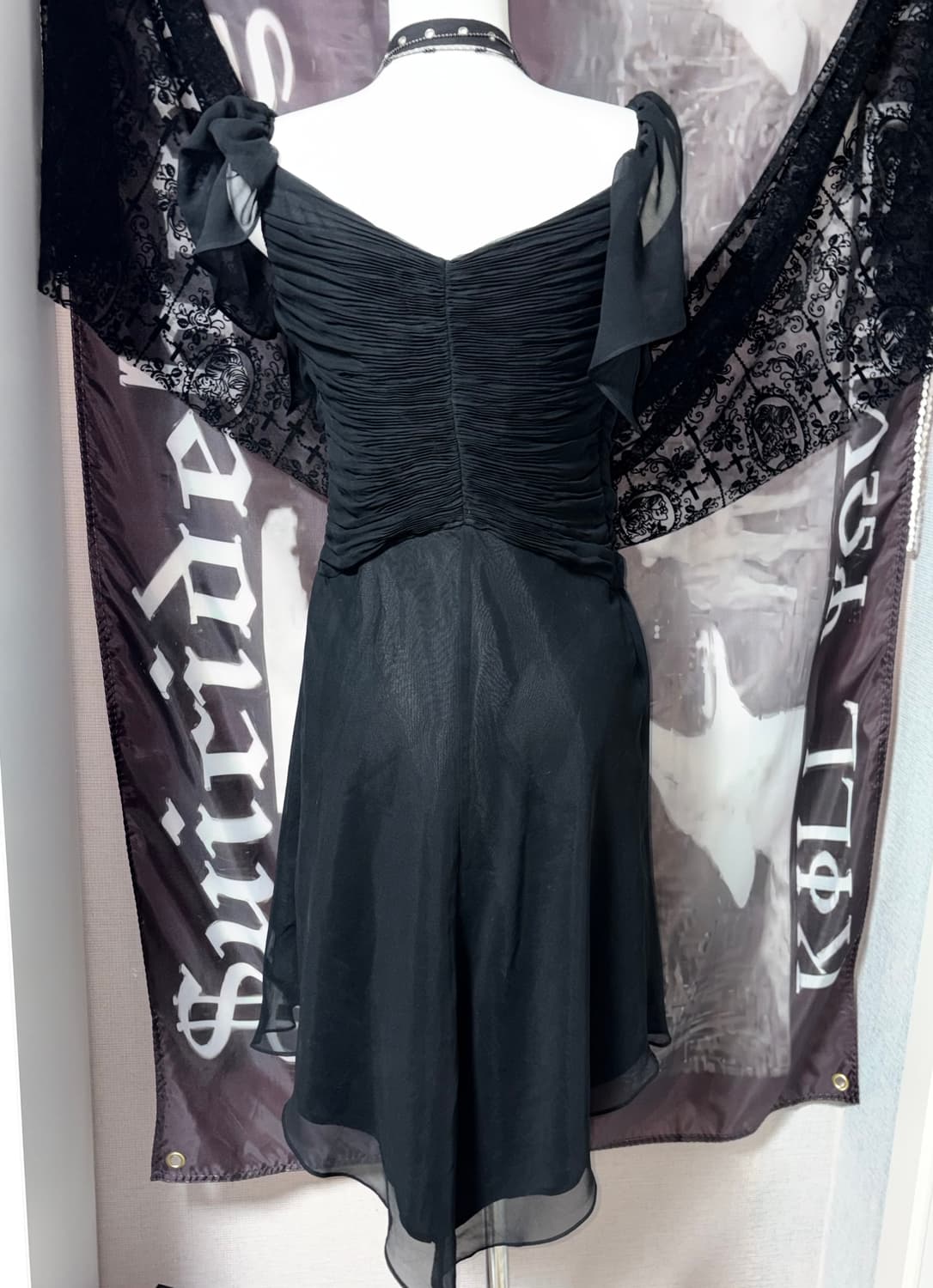 빈티지 언발란스 드레이프 쉬폰 원피스 락시크펑크고스고딕하이엔드오네갸루 상품이미지4