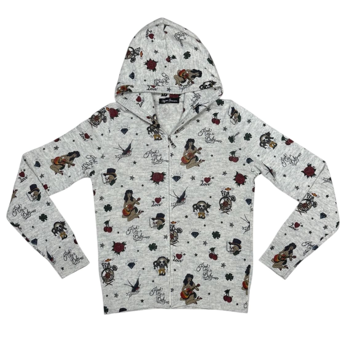 히스테릭 글래머 아카이브 해골 사랑 별 보석 캐시미어 후드 집업 자켓 상품이미지1