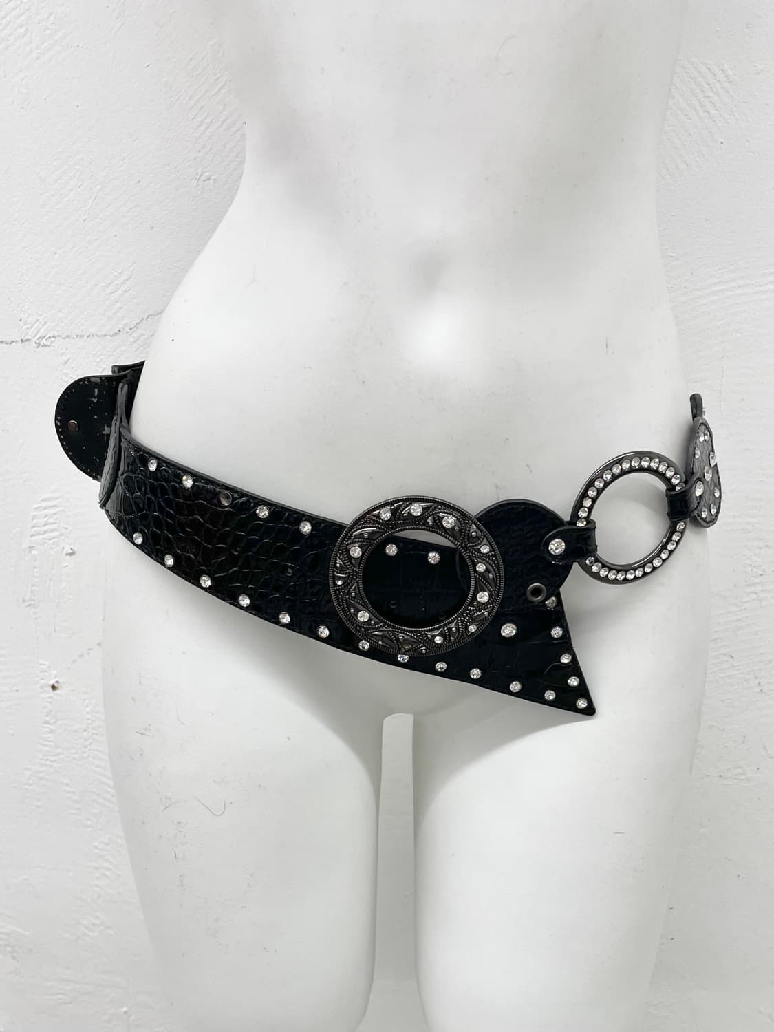 락시크 큐빅 디테일 와이드 벨트 상품이미지1