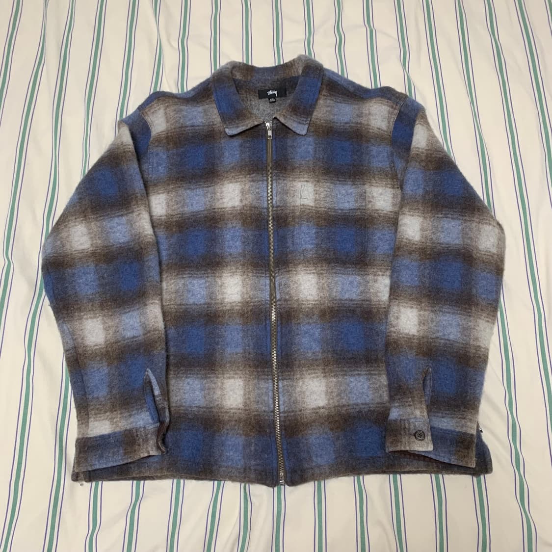 스투시 모헤어 플레이드 집 셔츠 xxl 상품이미지3