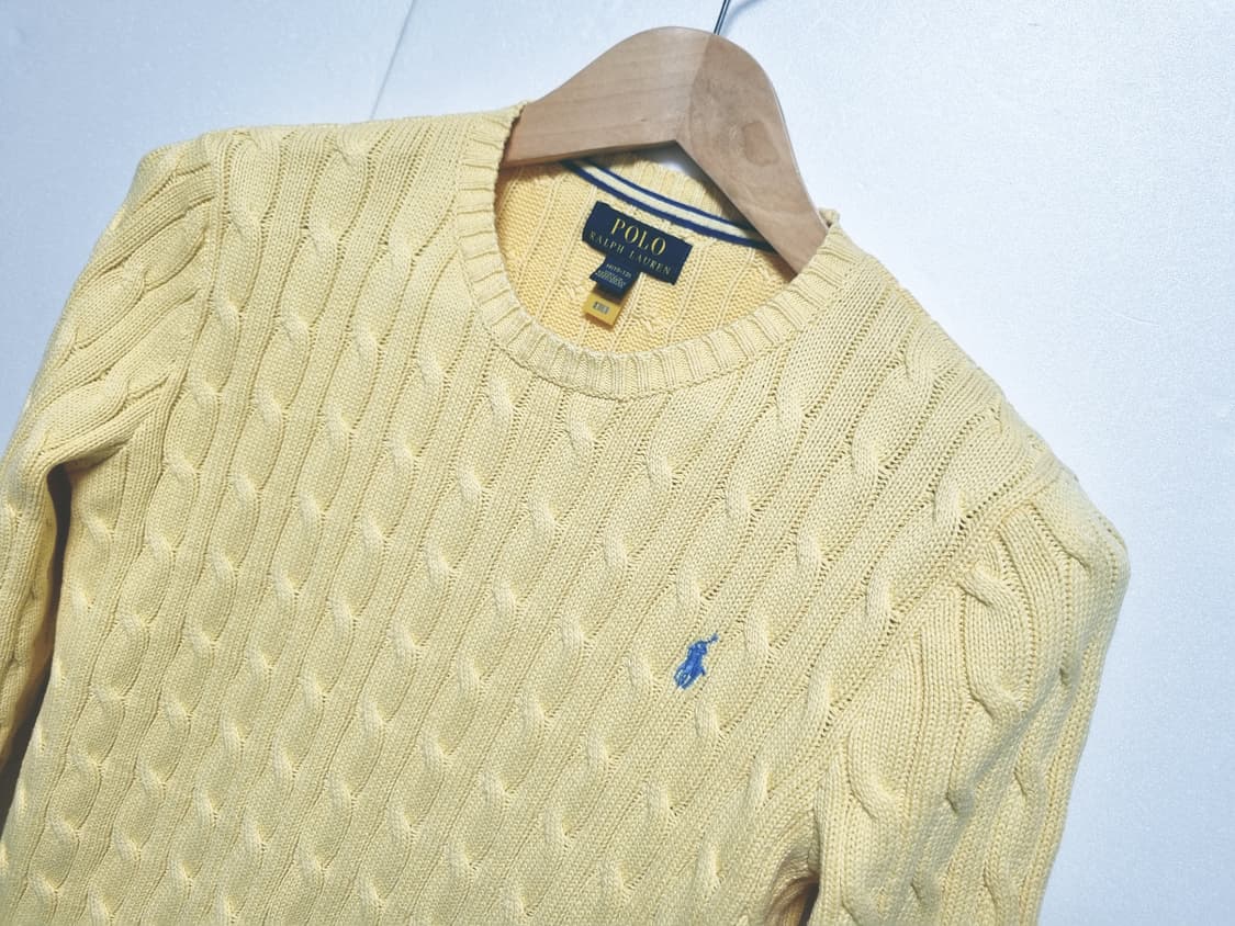 여성 주니어 폴로 신형택 QR 도장 케이블 꽈배기 라운드 긴팔 니트 상품이미지1