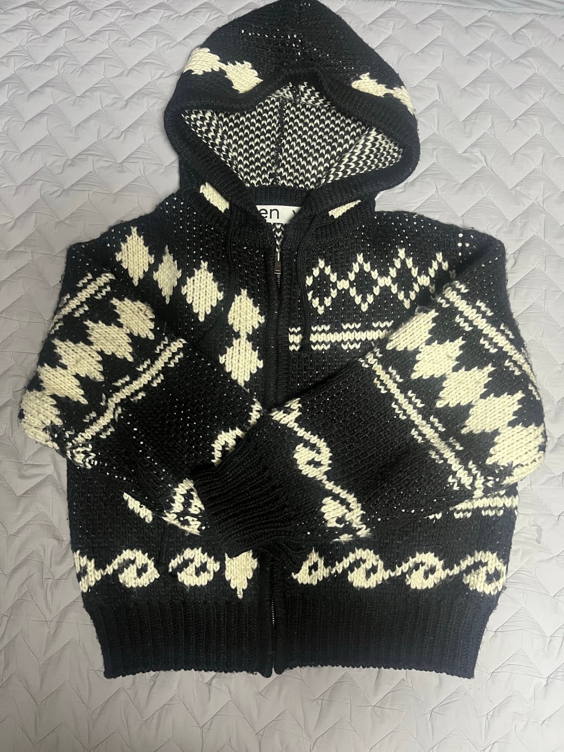 오픈와이와이 자카드 니트집업 상품이미지1