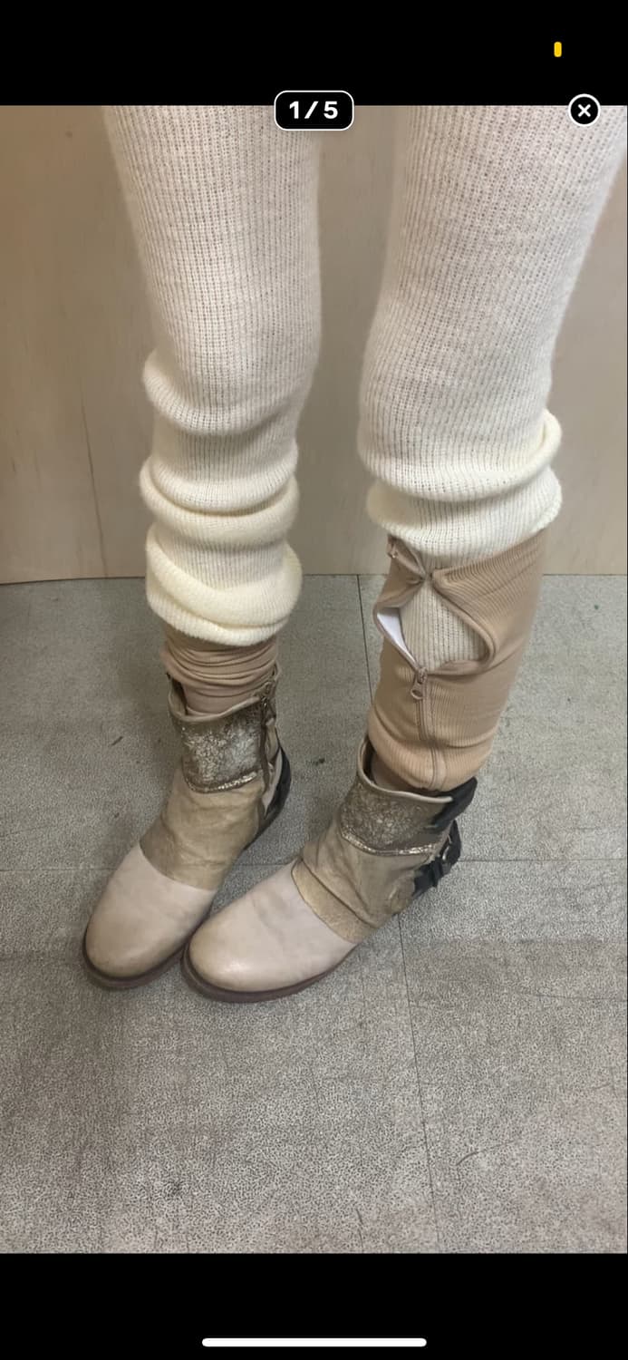 빈티지 골지 니트 레깅스 크림 상품이미지1